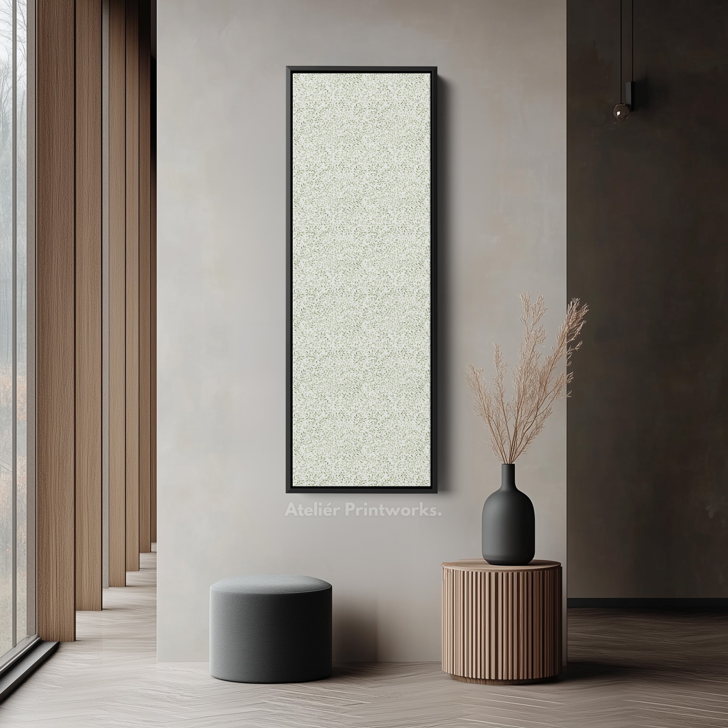 White & Green Large Botanical Bedroom Long Wall Decor