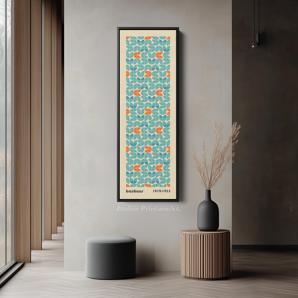 Bauhaus Large Framed Vertical Long Canvas Wall Art