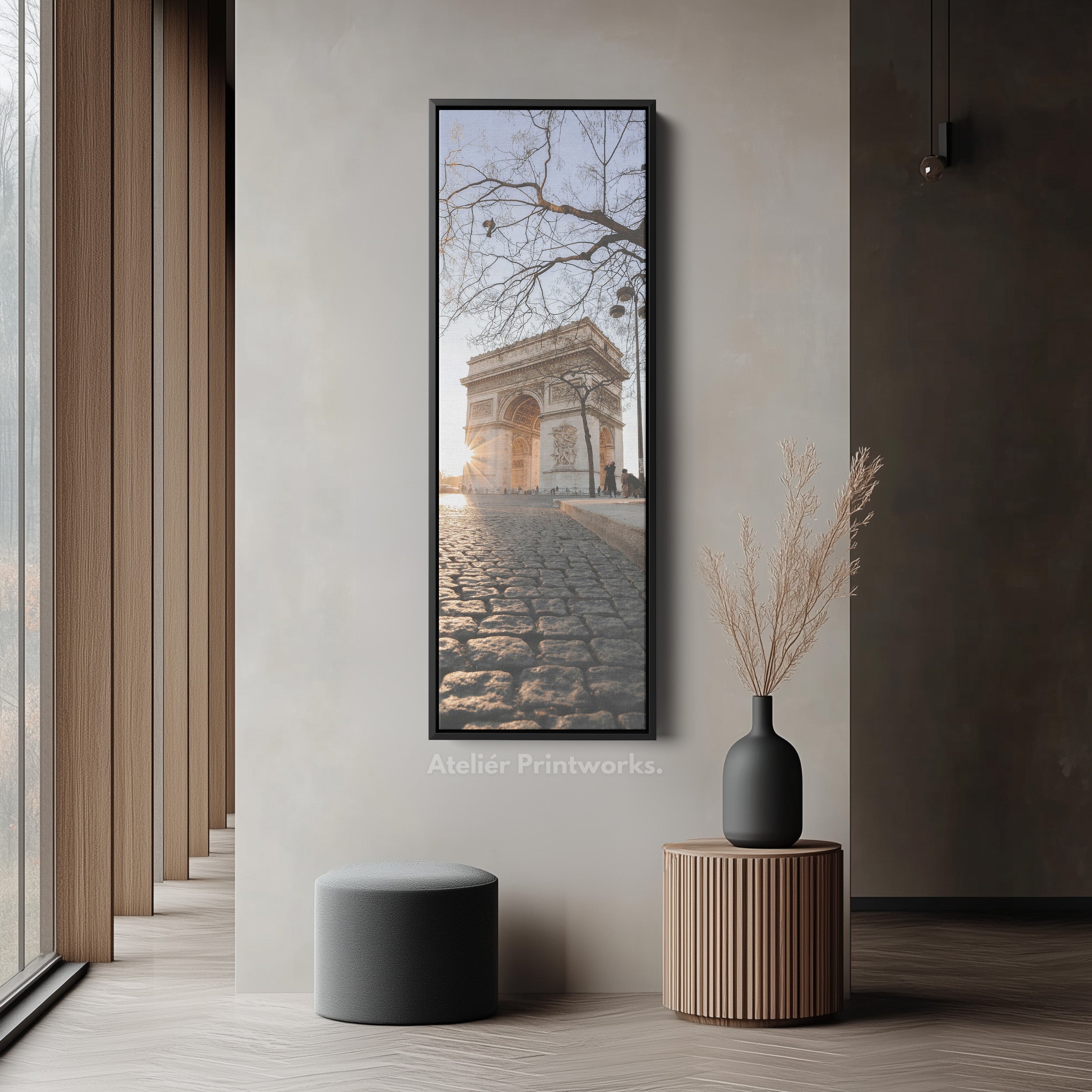 Paris Arc De Triomphe Vertical Long Framed Canvas