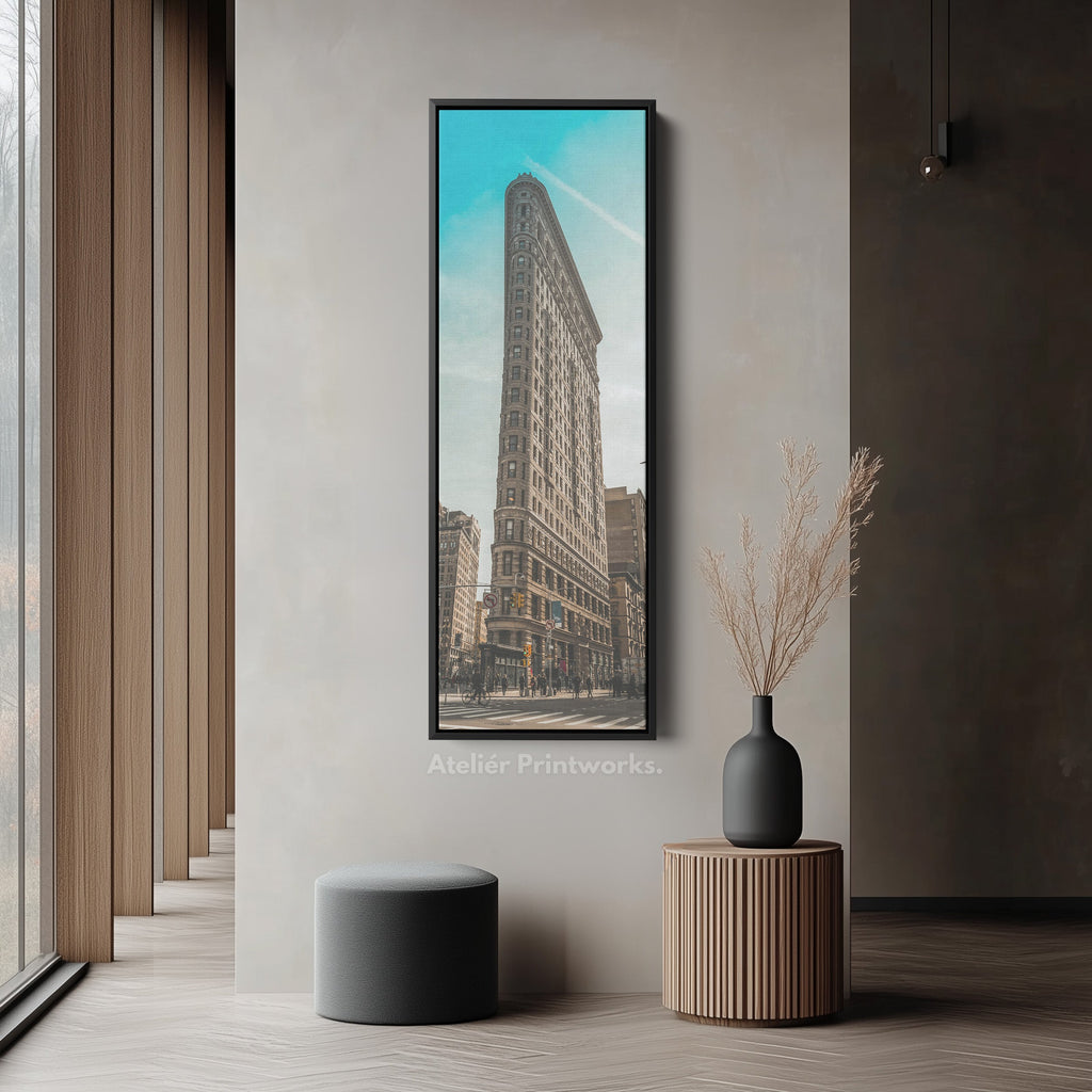 Large Framed Canvas Vertical Wall Art New York Flat Iron