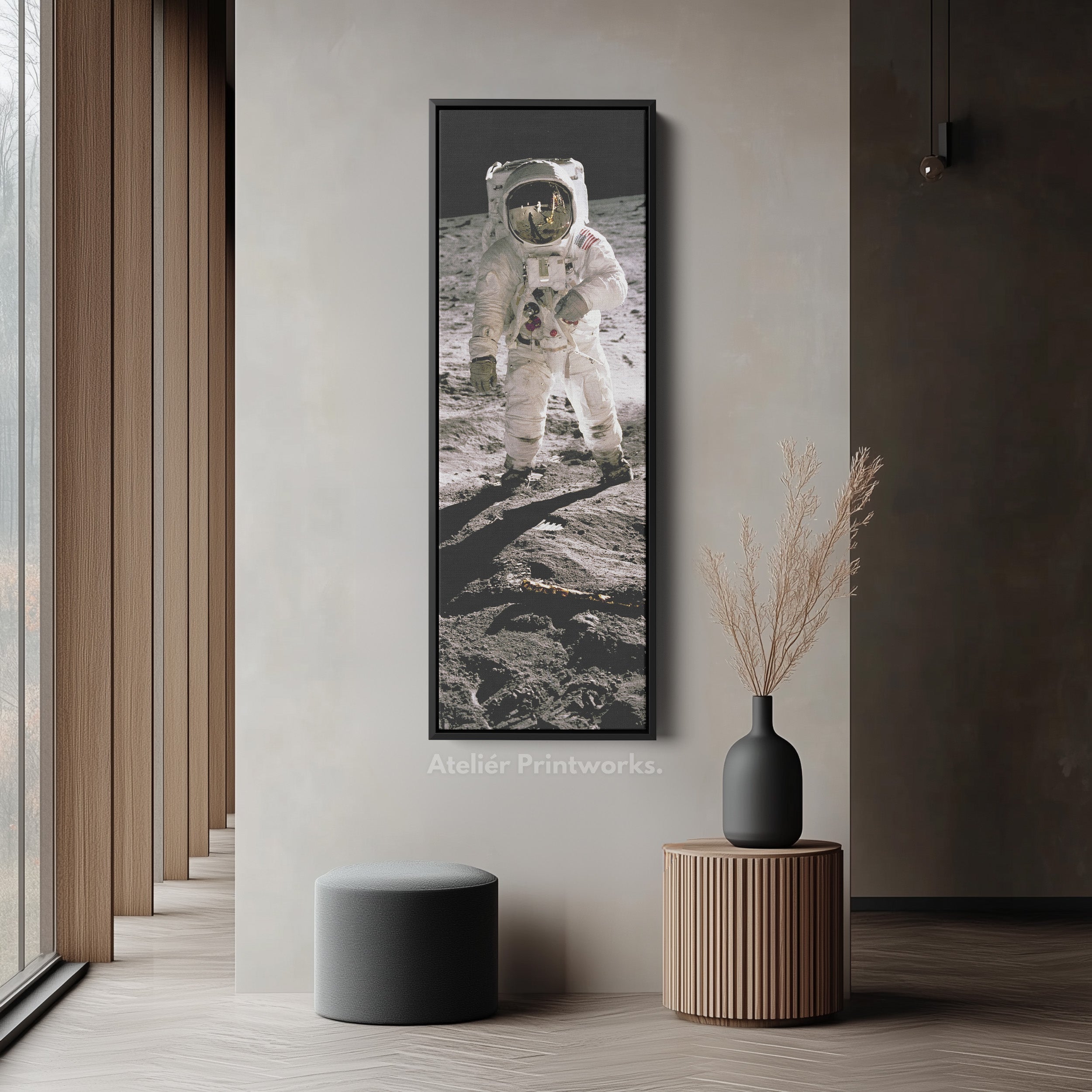 Long Vertical Wall Art Moon Walk Astronaut