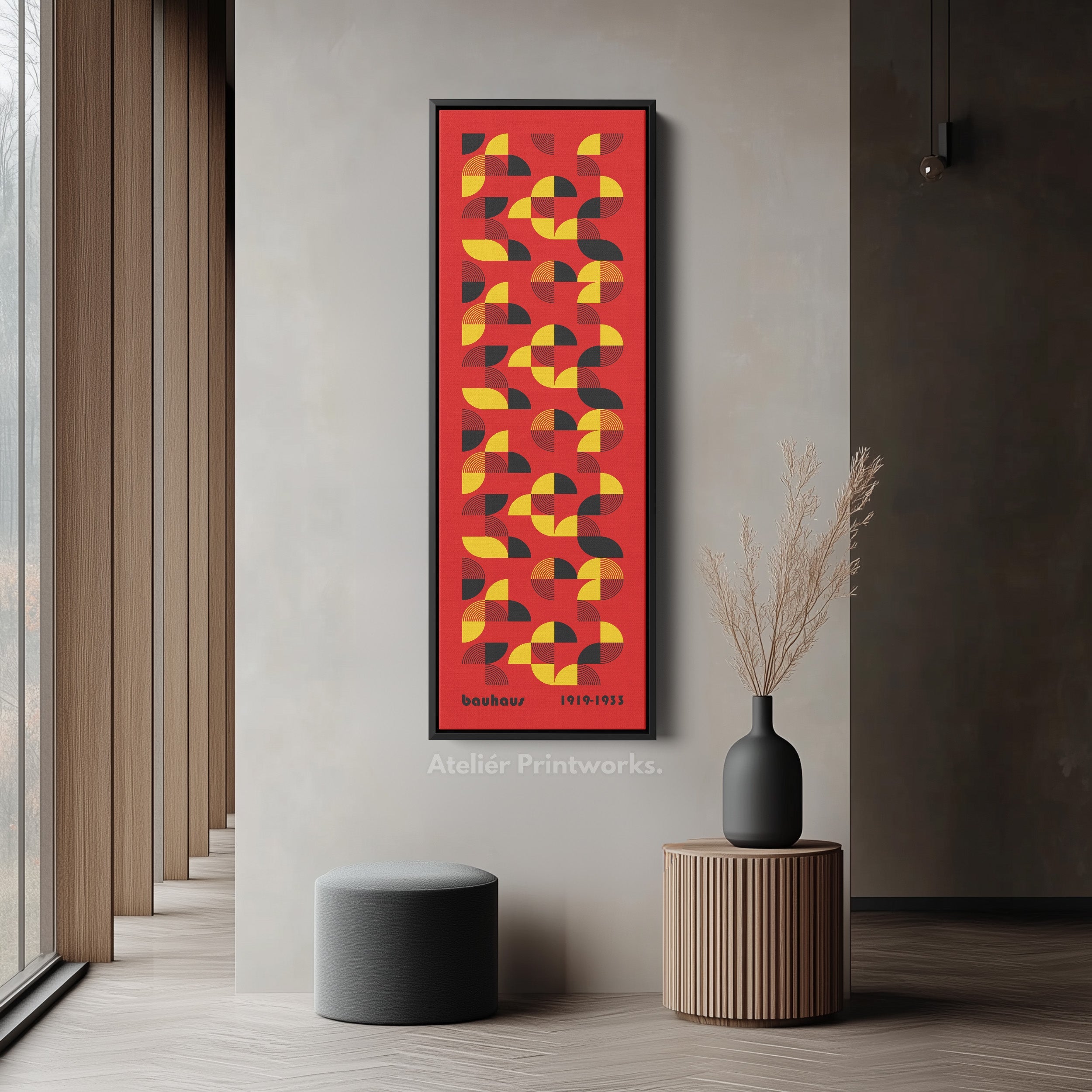 Red Vertical Wall Art Bauhaus Mid Century
