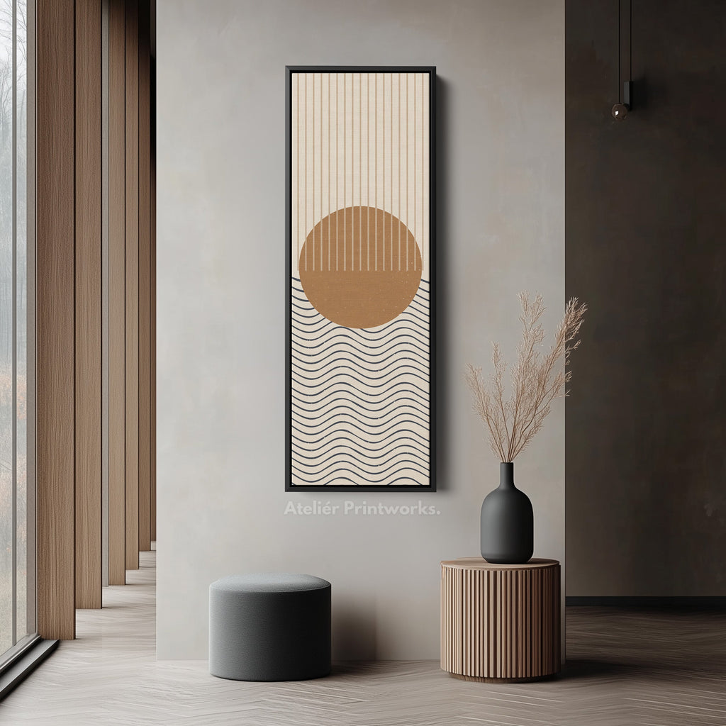 Sunrise Over Waves Minimalist Vertical Wall Canvas for Bedroom or Meditation Space