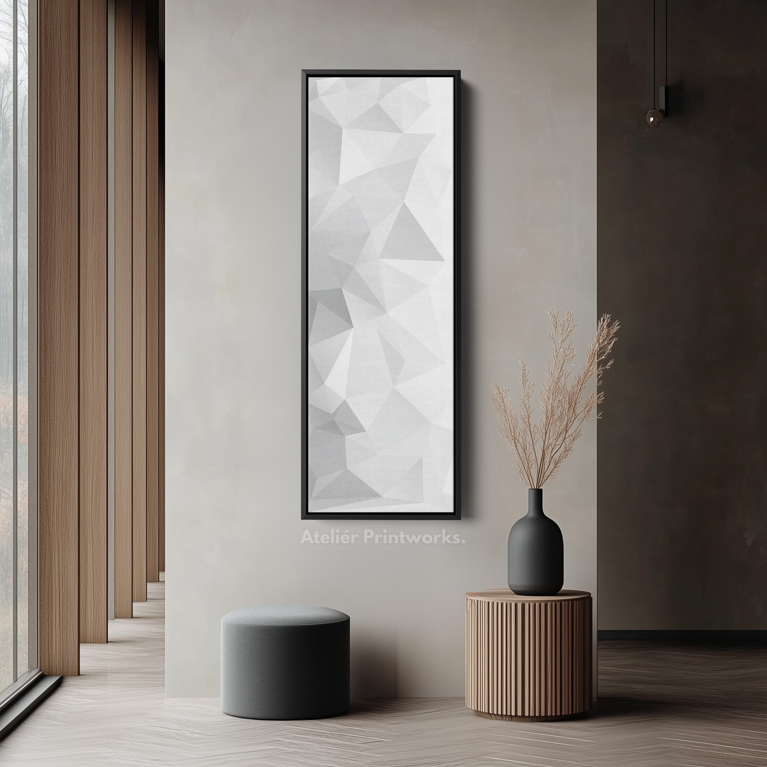 Abstract Black Stripes Vertical Framed Canvas Wall Art for Bedroom or Entryway