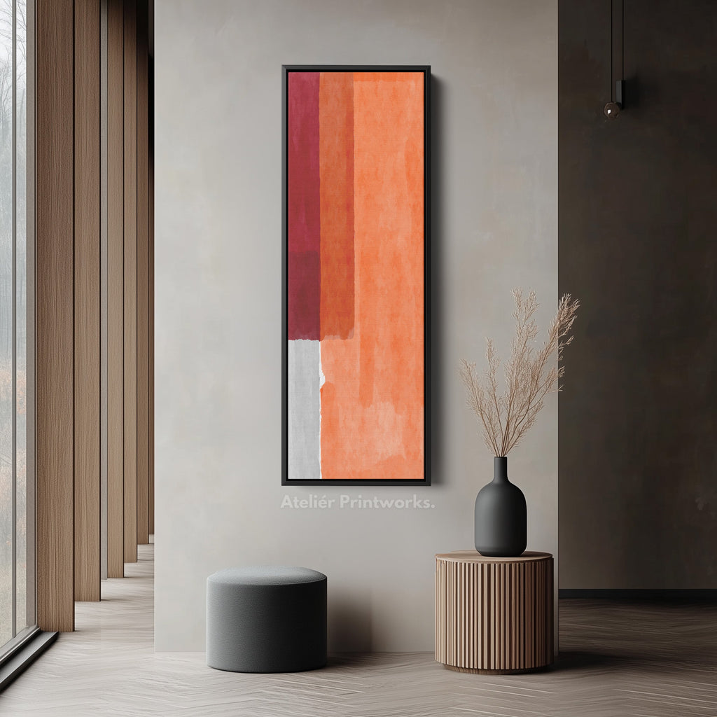 Abstract Red and Orange Blocks Vertical Framed Canvas Wall Art for Living Room or Bedroom