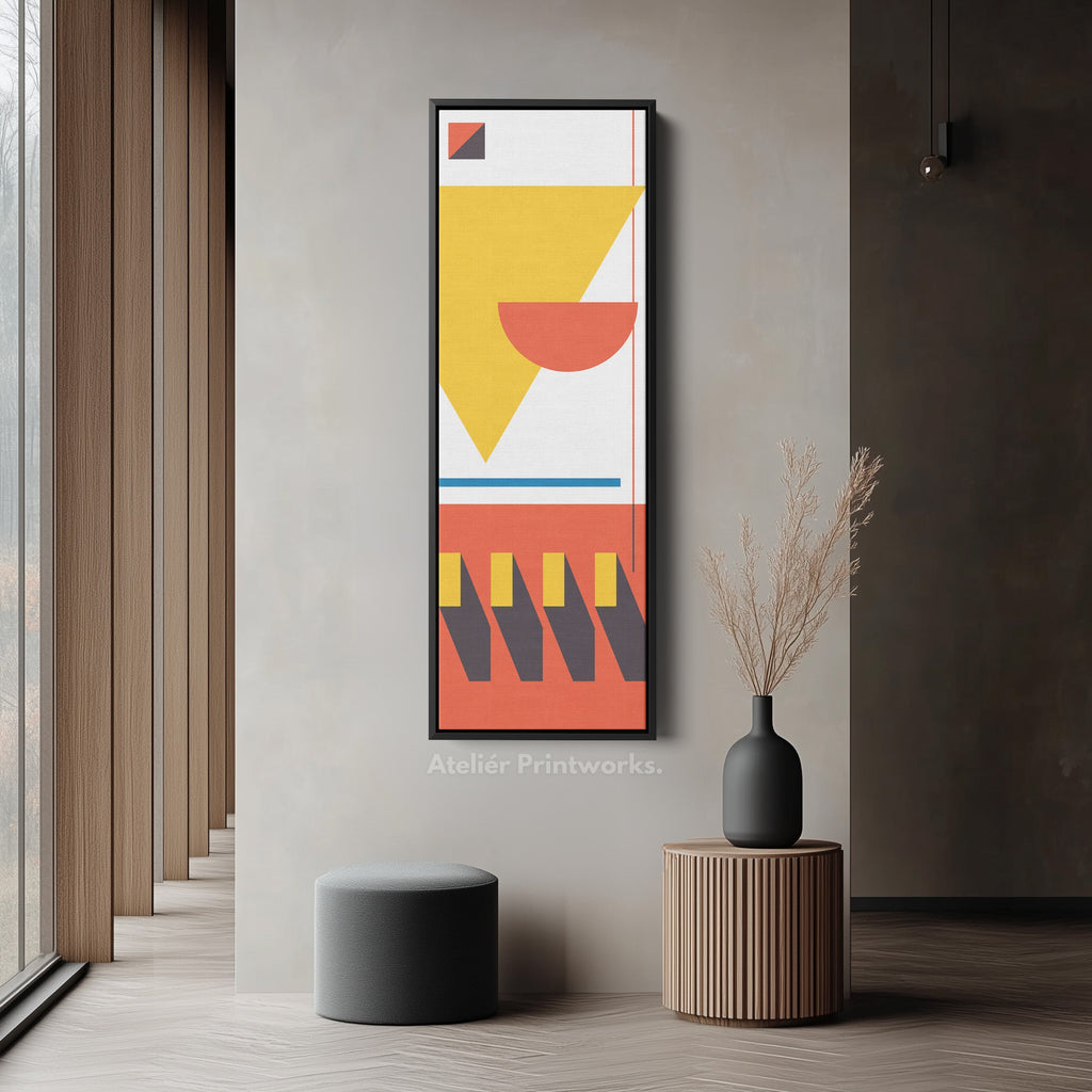 Bauhaus Inspired Vertical Framed Canvas Wall Art for Living Room or Bedroom