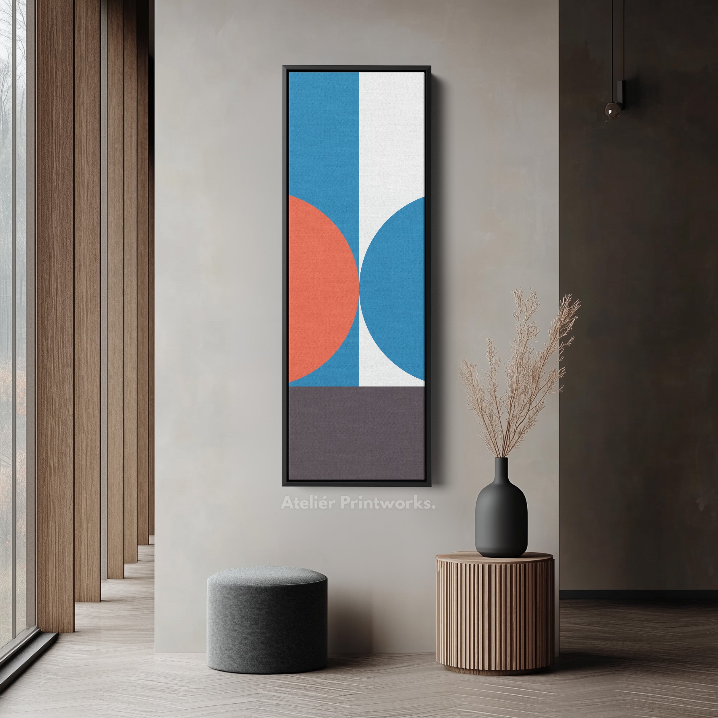 Minimalist Color Block Vertical Framed Canvas Wall Art for Office or Hallway