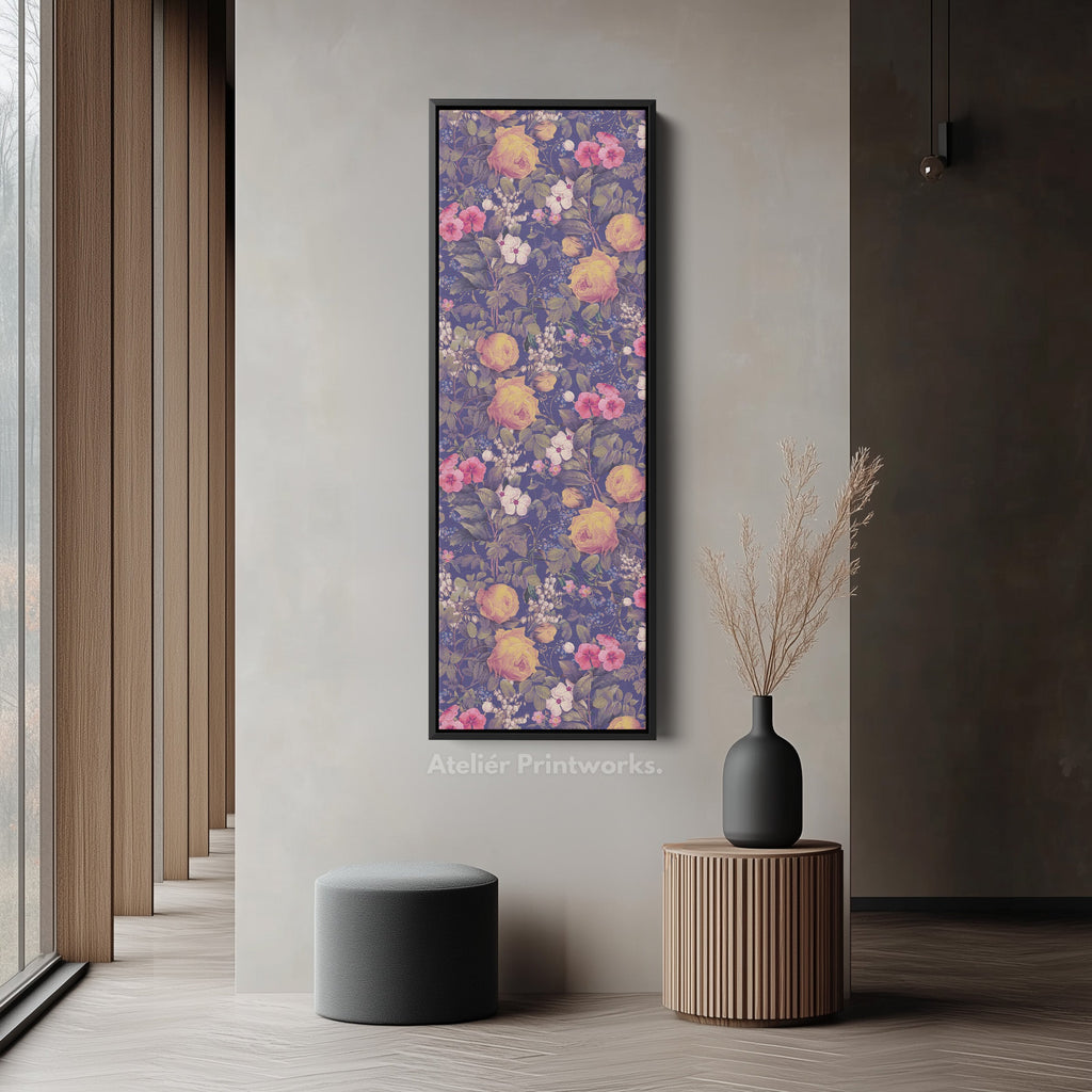 Vertical Wall Art Yellow Roses Botanical Canvas For Living Room
