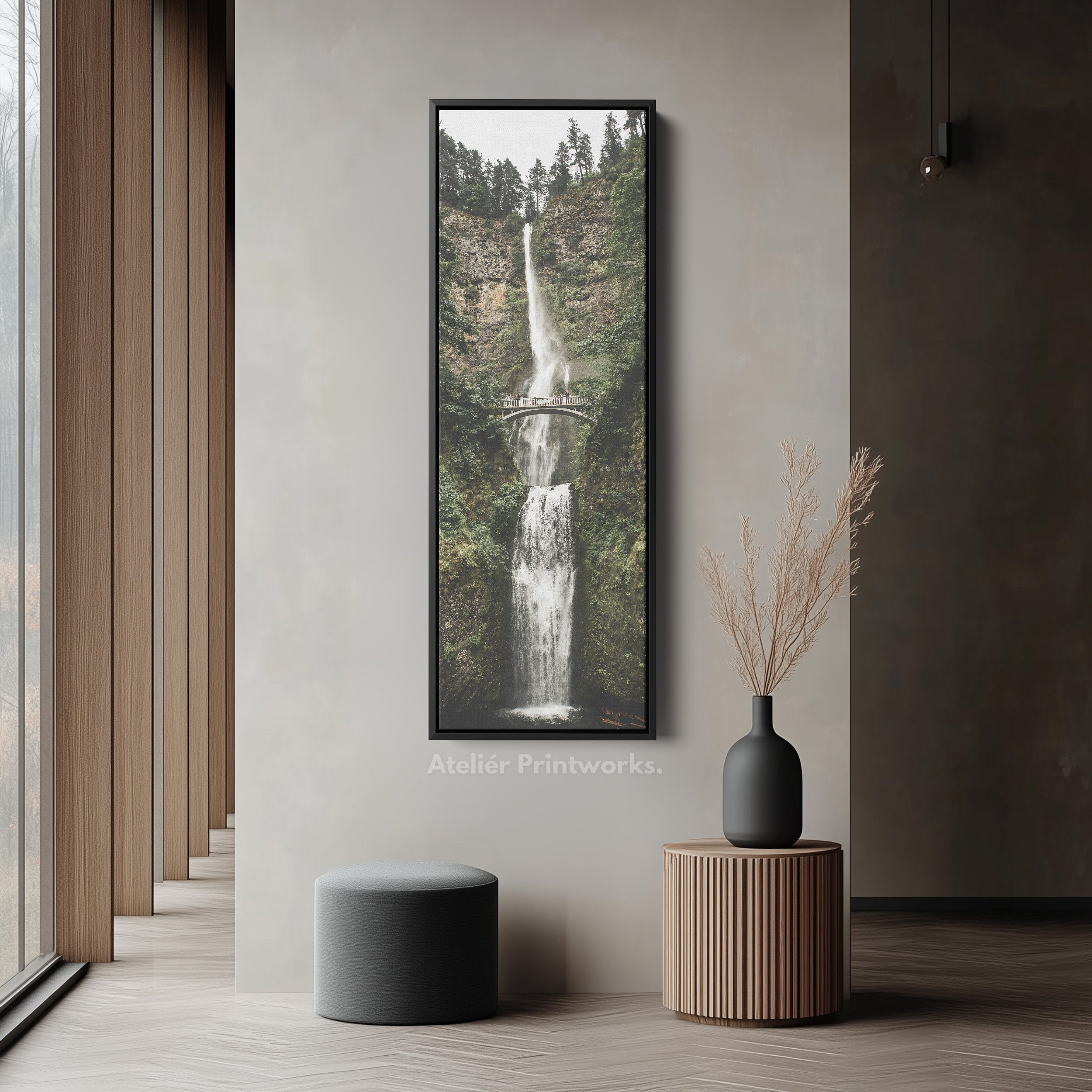 Tall Canvas Wall Art Waterfall Bridge Narrow Wall Art For Living Room
