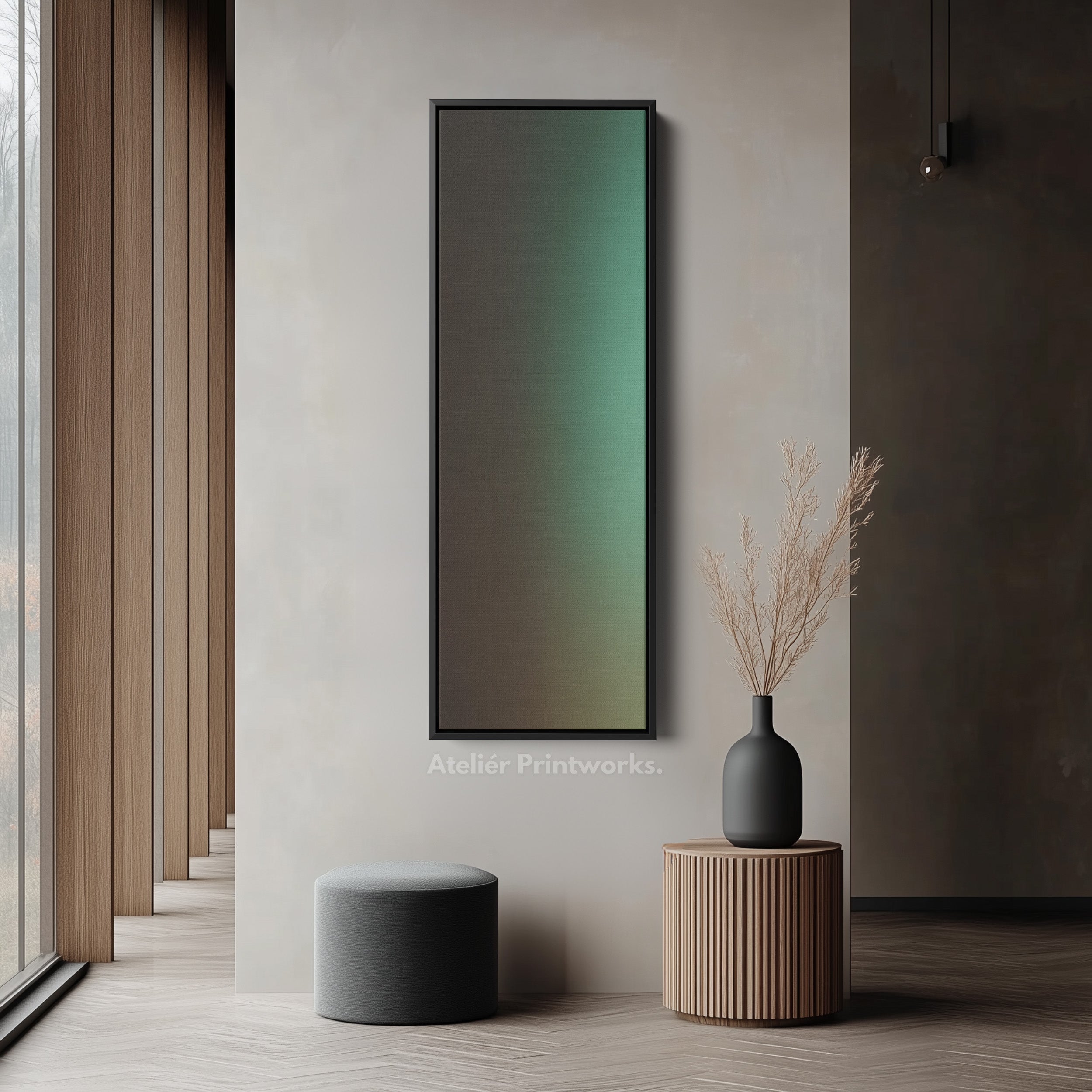 Vertical Wall Art Green Brown Long Vertical Canvas For Hallway