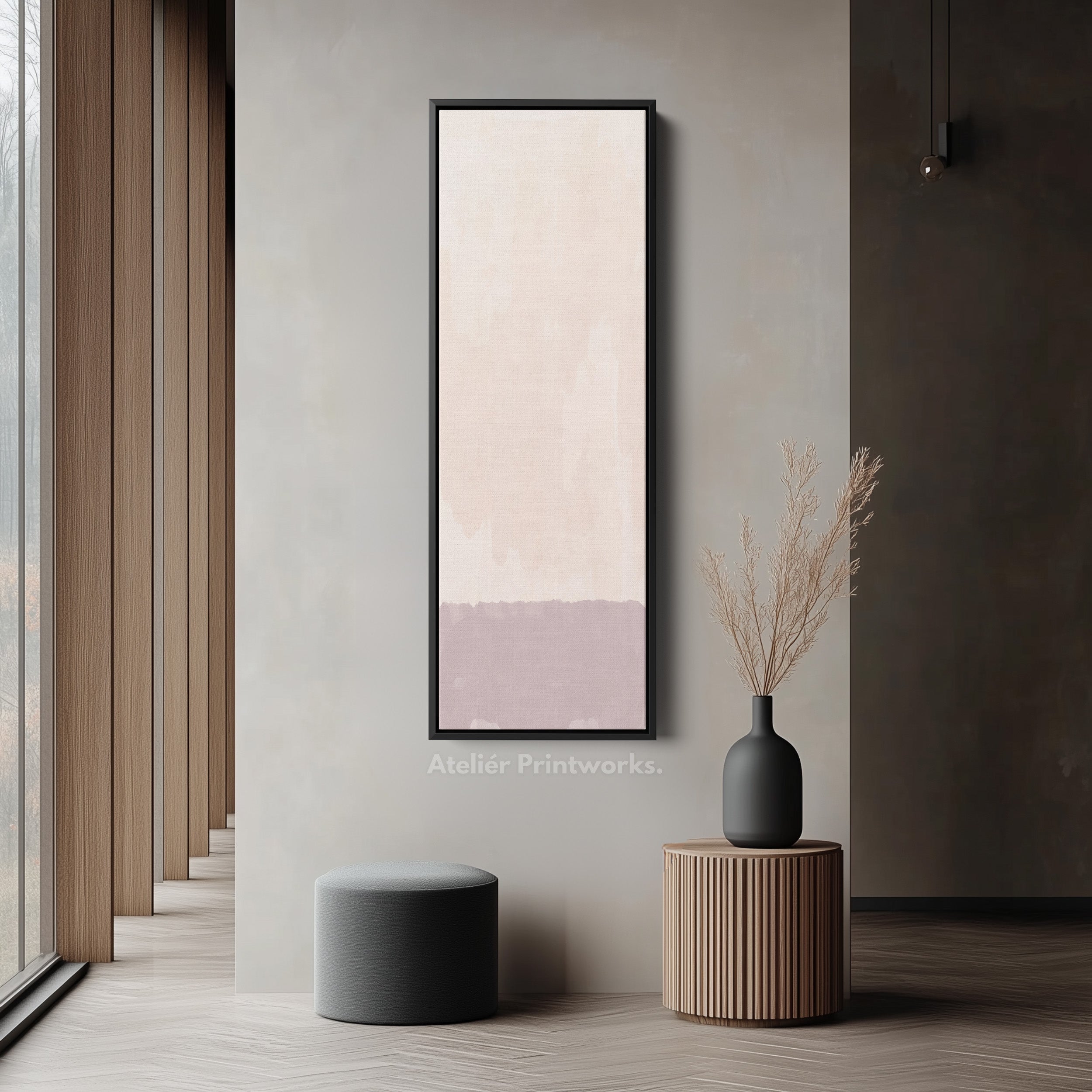 Tall Wall Art Beige Pink Long Vertical Canvas For Bedroom