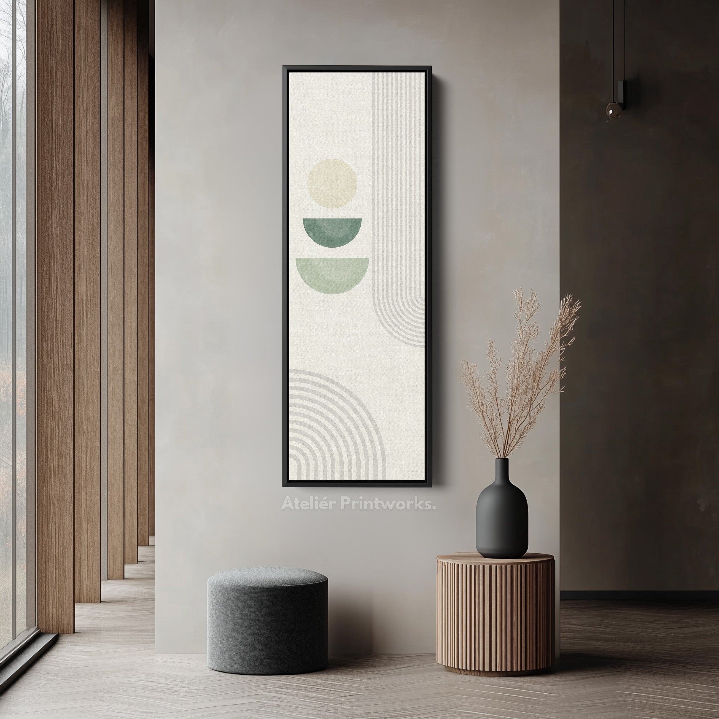 Tall Modern Abstract Wall Art Green Geometric For Hallway
