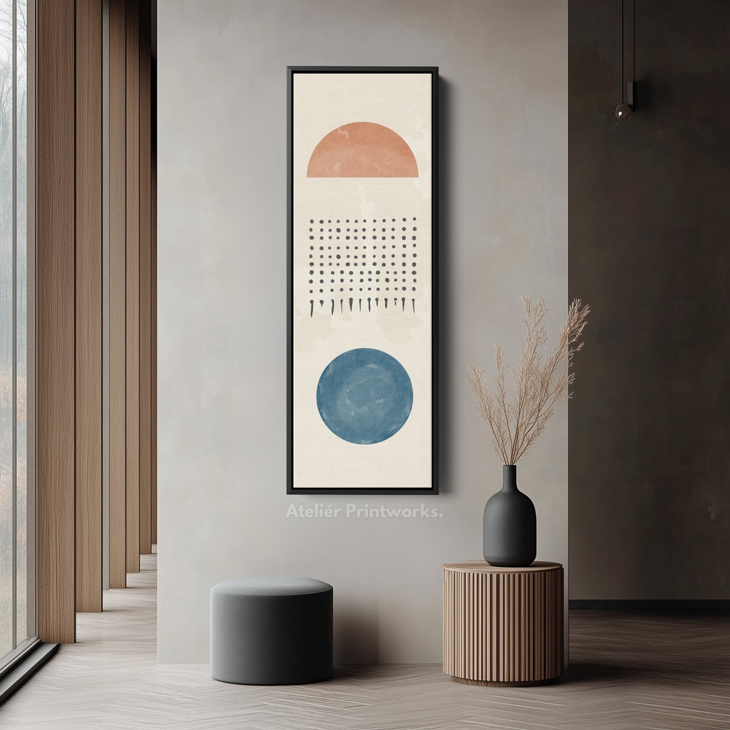 Tall Modern Abstract Wall Art Green Geometric Circle Pattern