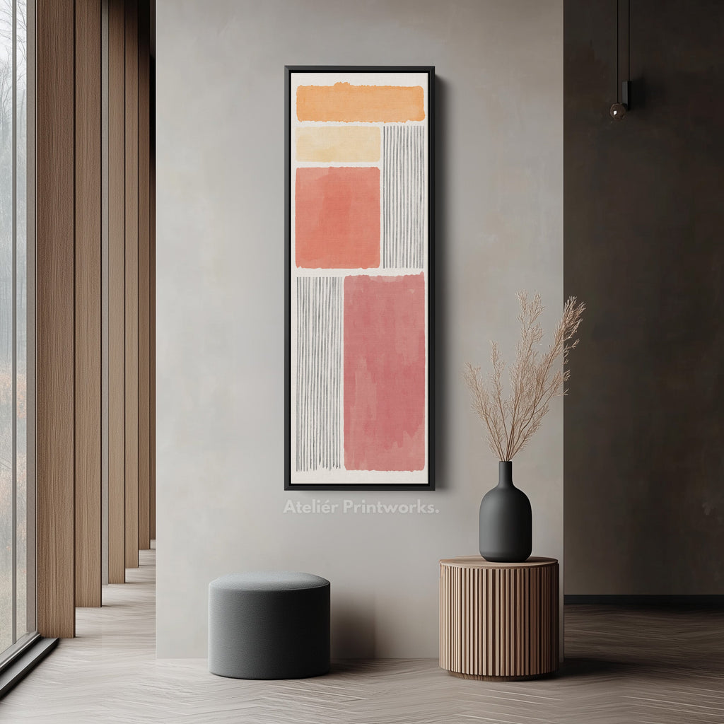 Vertical Wall Art Orange And Terracotta Blocks For Hallway Or Bedroom