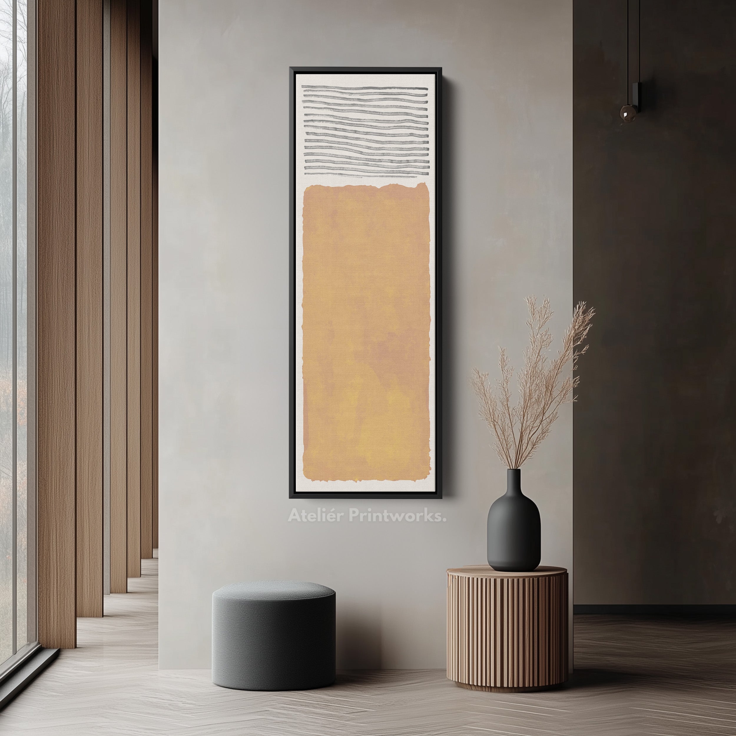 Tall Wall Art Mustard Yellow Minimal Block For Modern Interiors
