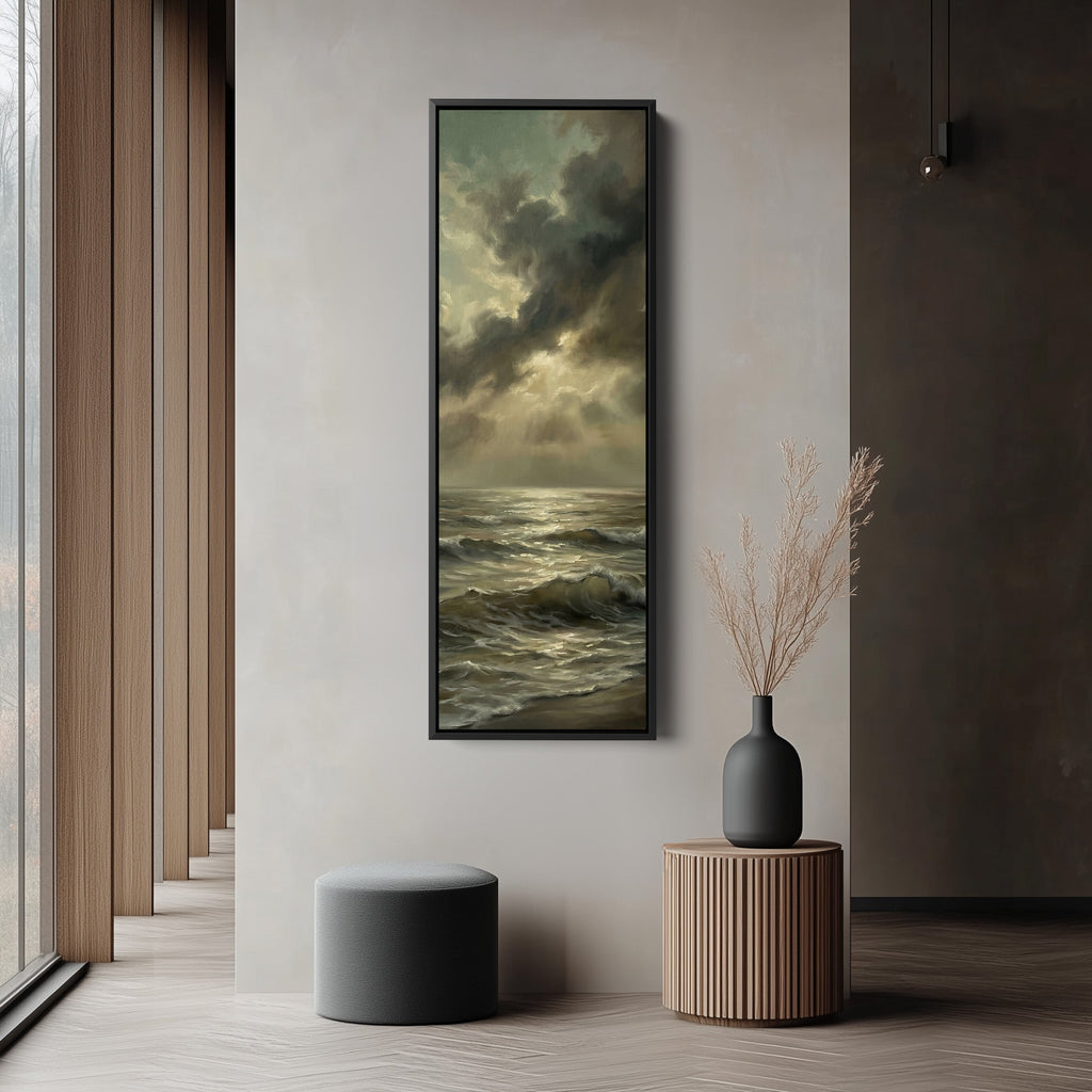 Stormy Sea Vertical Wall Art Framed Canvas Print For Living Room