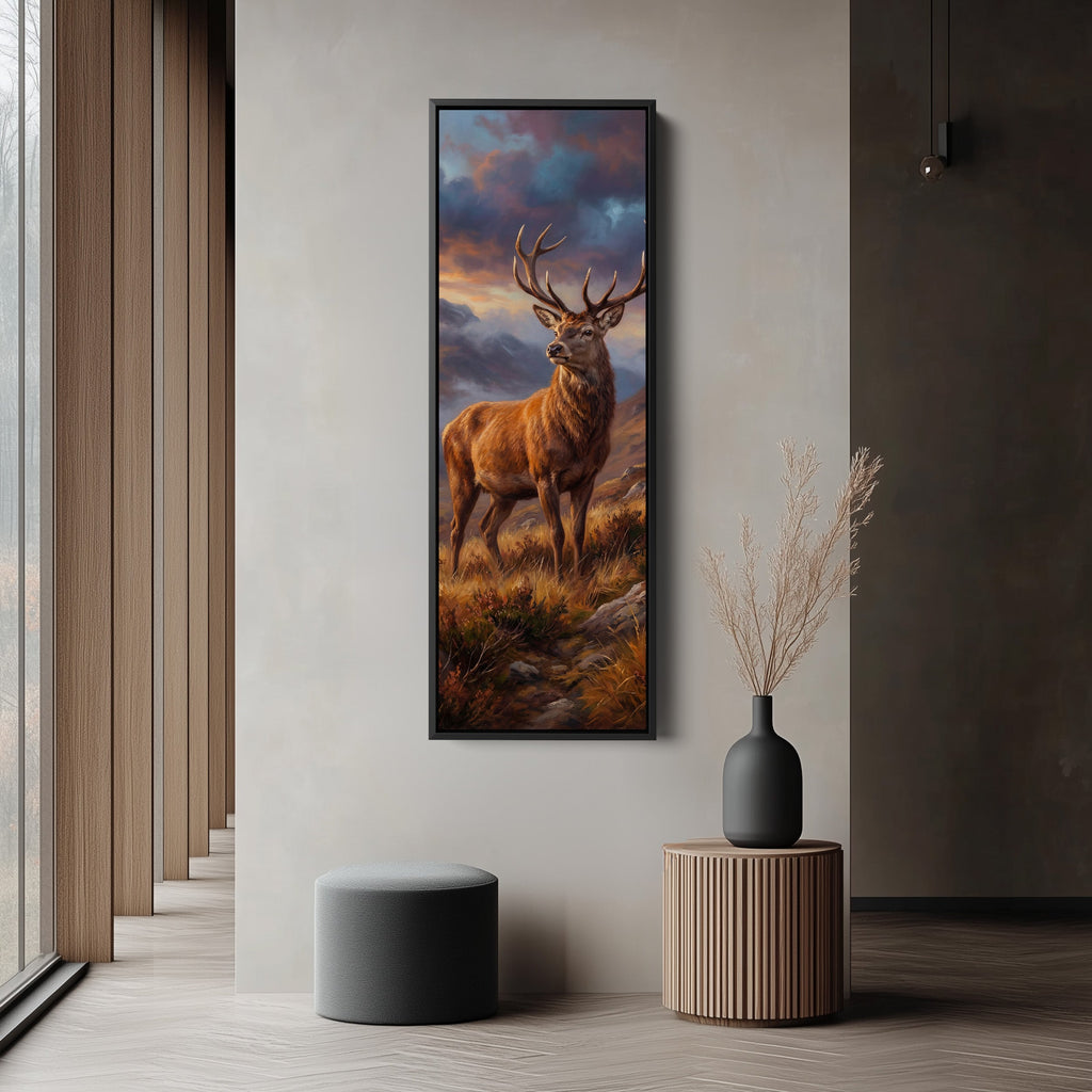 Red Deer Vertical Wall Art Panoramic Canvas Print For Living Room