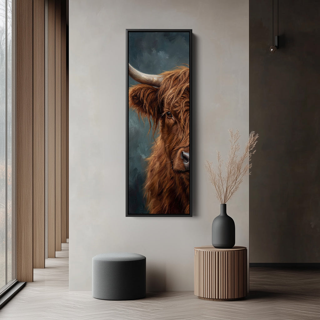 Highland Cow Above Bed Wall Art Panoramic Canvas Print Bedroom