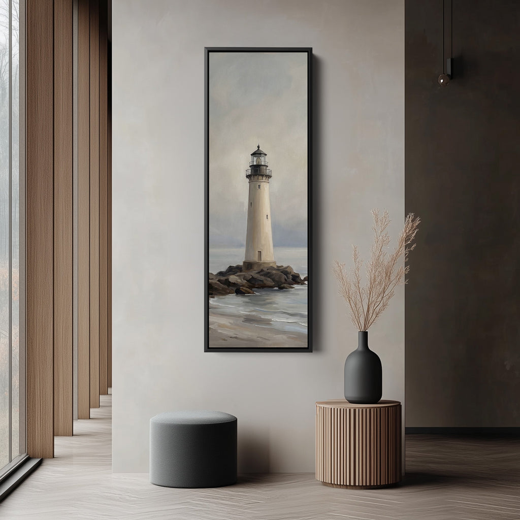 Minimal Lighthouse Vertical Wall Art Panoramic Canvas Print Office