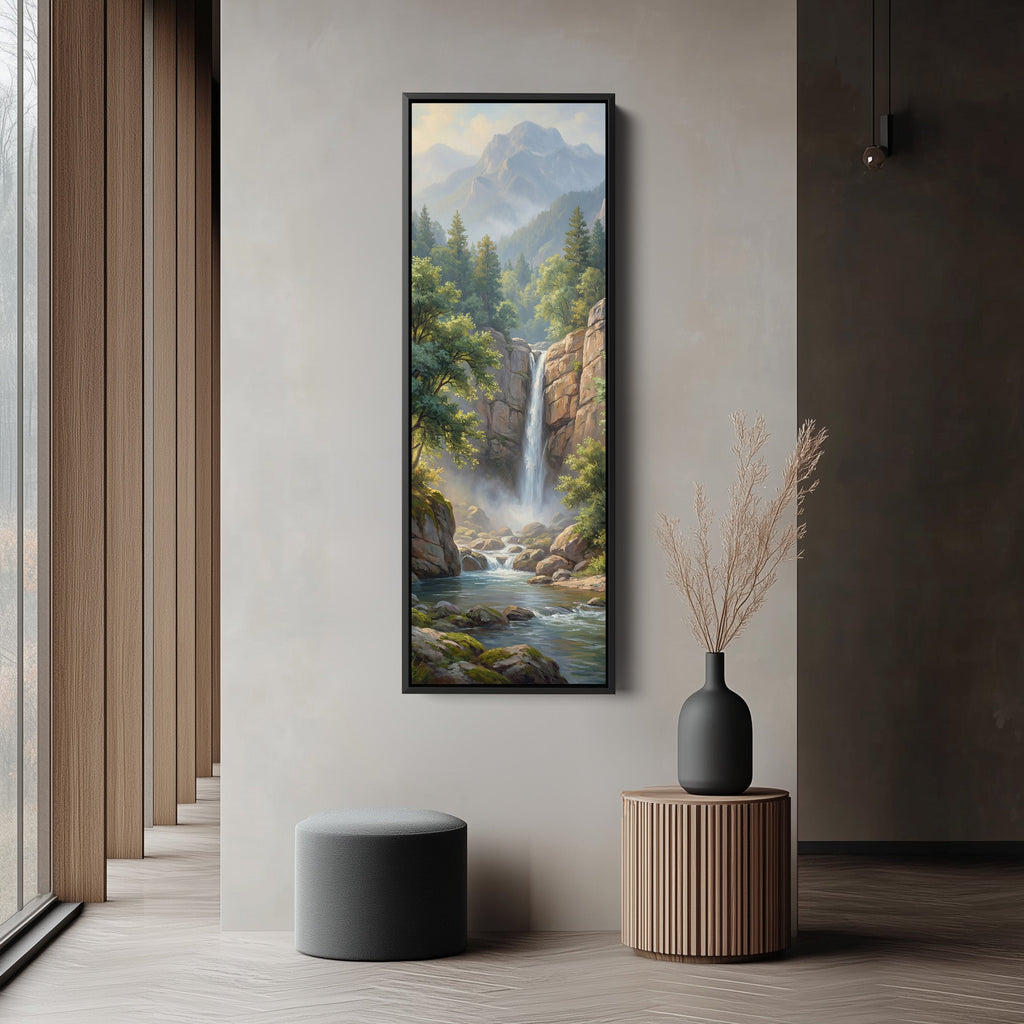 Mountain Waterfall Vertical Wall Art Statement Wall Decor Living Room
