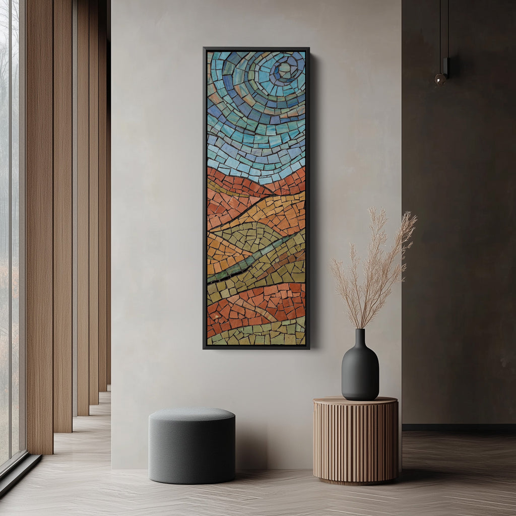 Mosaic Landscape Above Bed Wall Art Panoramic Canvas Print Bedroom