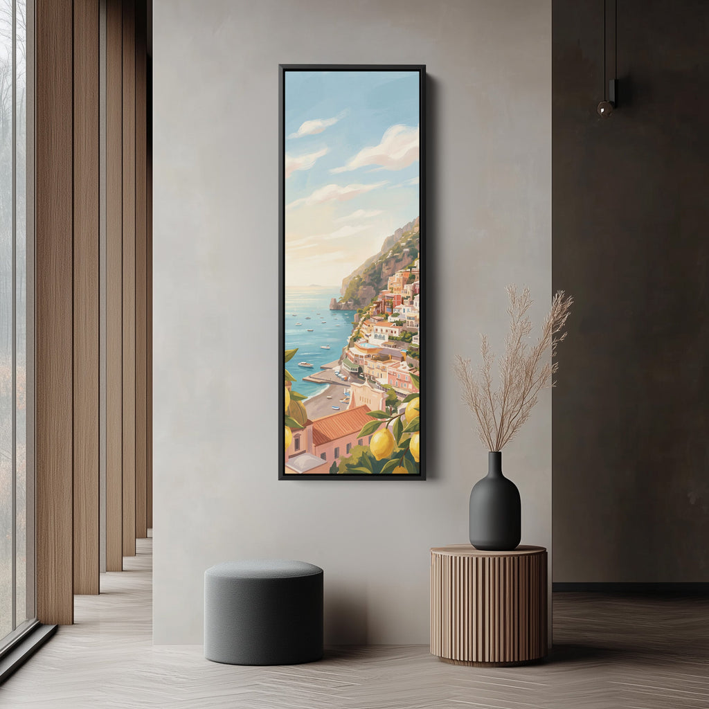 Coastal Village Vertical Wall Art Mediterranean Canvas Kitchen