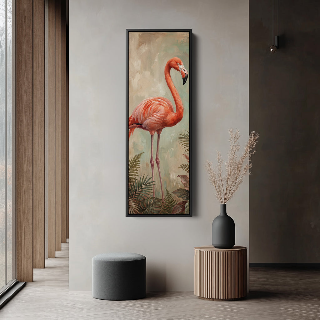 Long Wall Art Flamingo Portrait Framed Canvas Living Room
