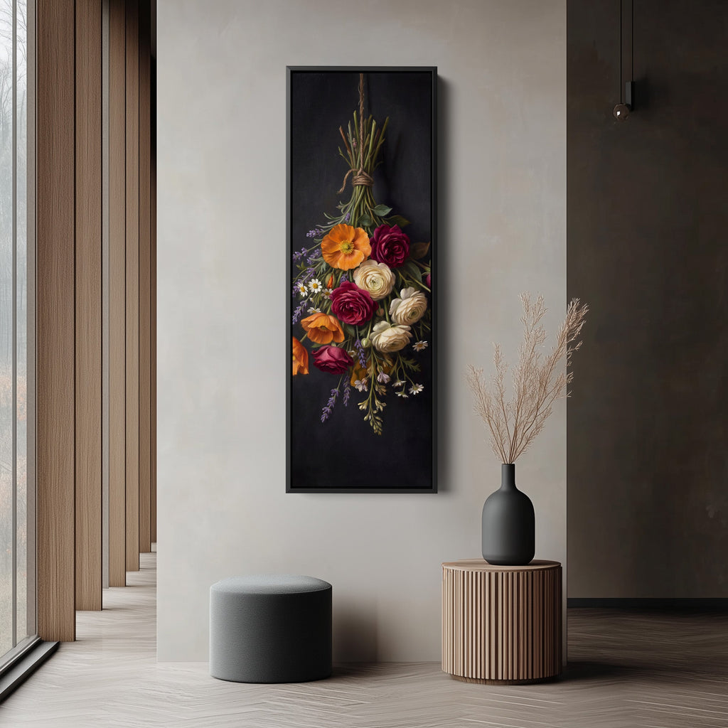 Hanging Flowers Vertical Wall Art Botanical Canvas Hallway