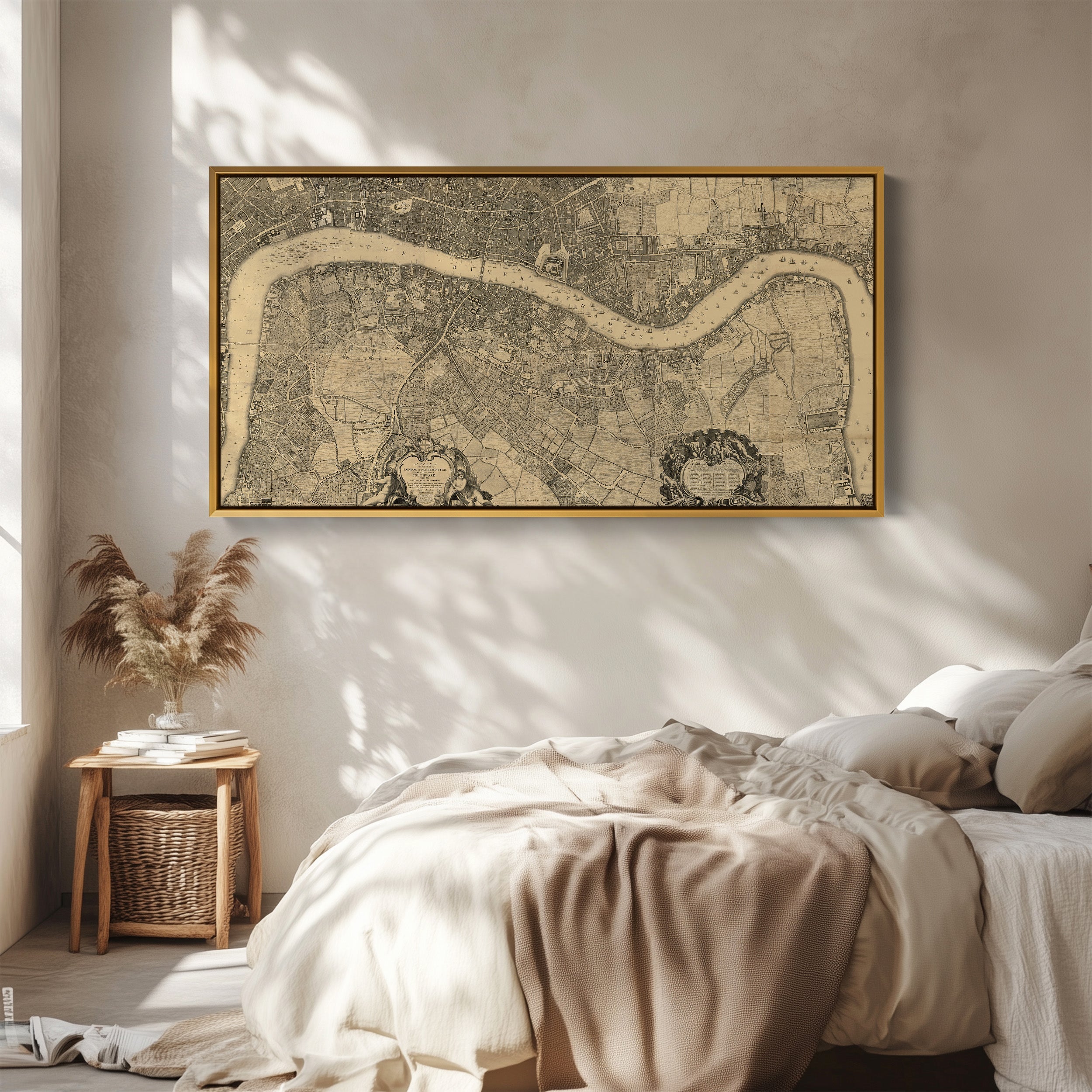 Wide Canvas Vintage London City Map Oversized Wall Decor For Office