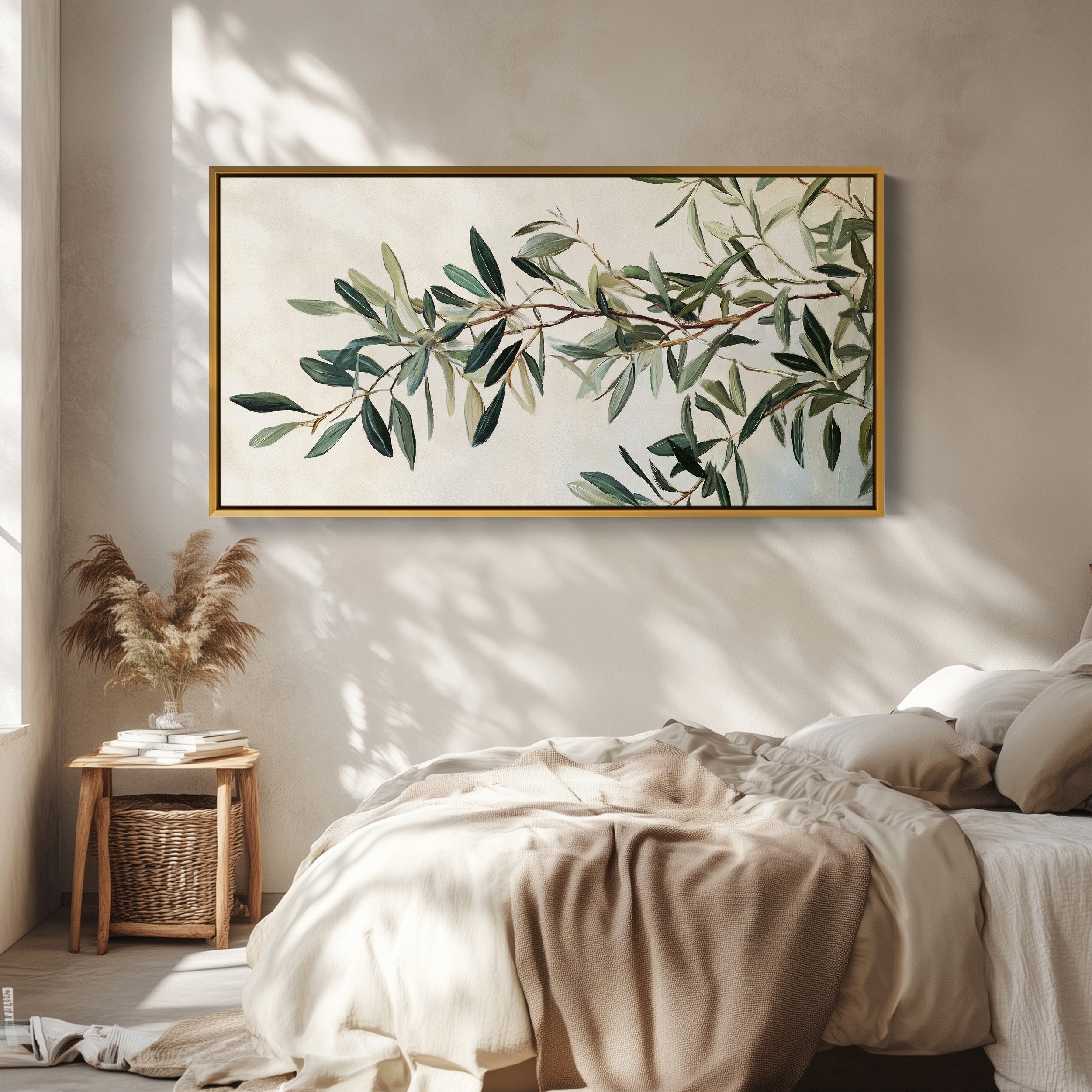 Horizontal Wall Art Olive Branch Oversized Wall Decor For Bedroom