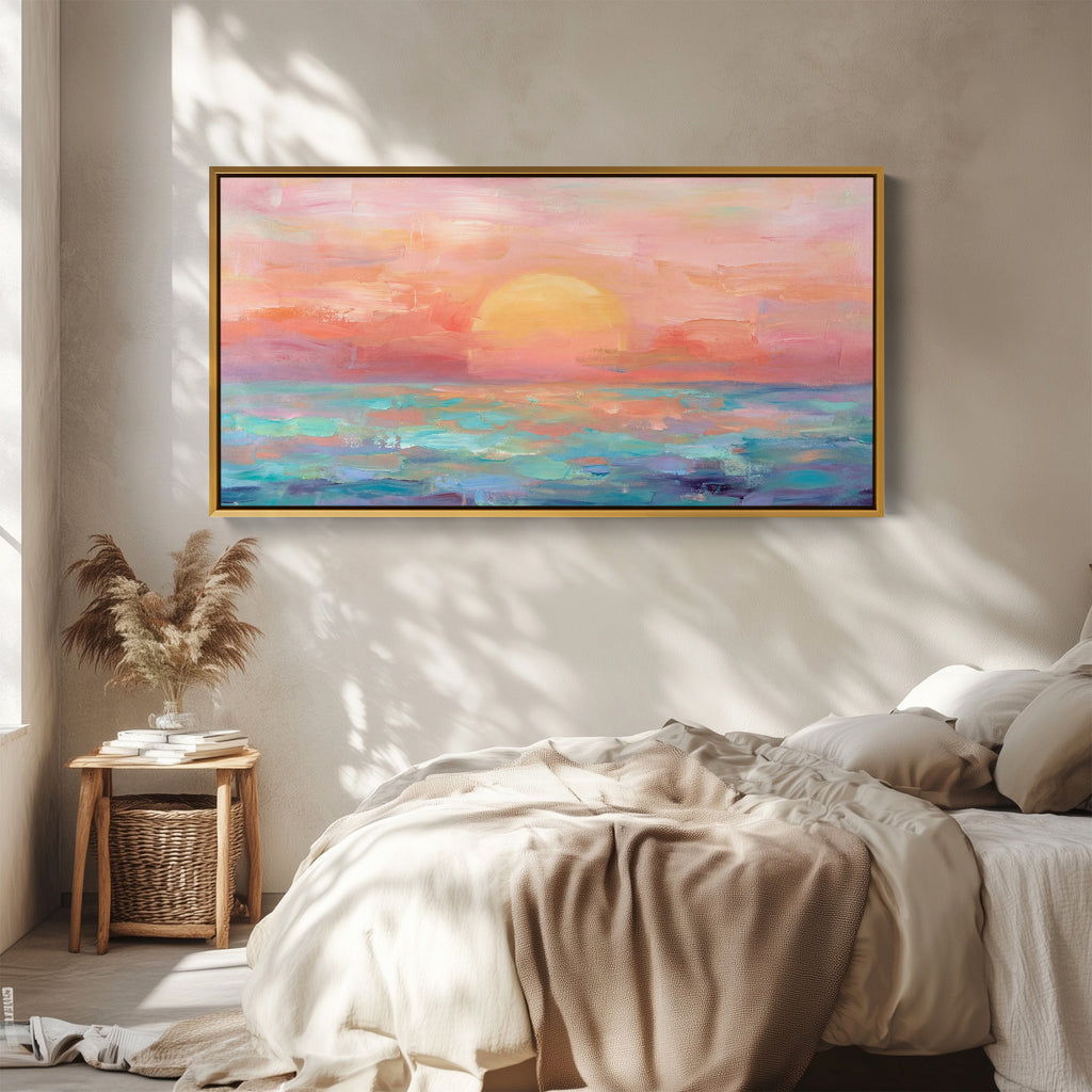 Pastel Sunset Large Wall Art Horizontal Canvas Print Kitchen