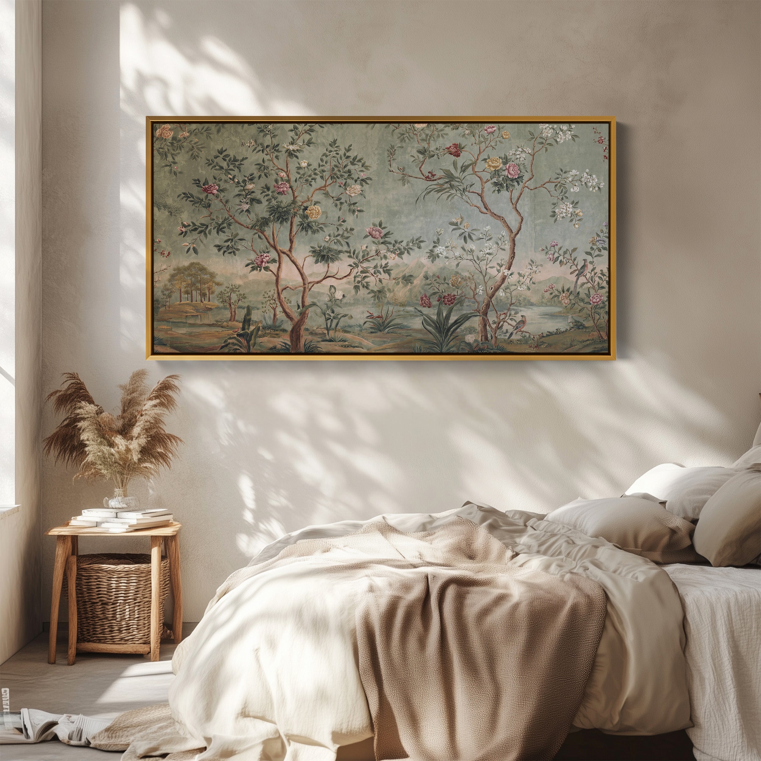 Vintage Floral Landscape Horizontal Wall Art Oversized Wall Decor Bedroom