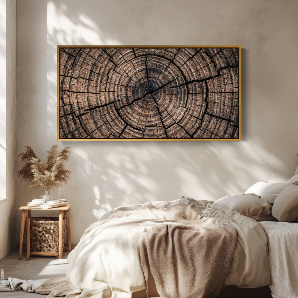 Cracked Tree Stump Panoramic Wall Art Oversized Wall Decor For Office