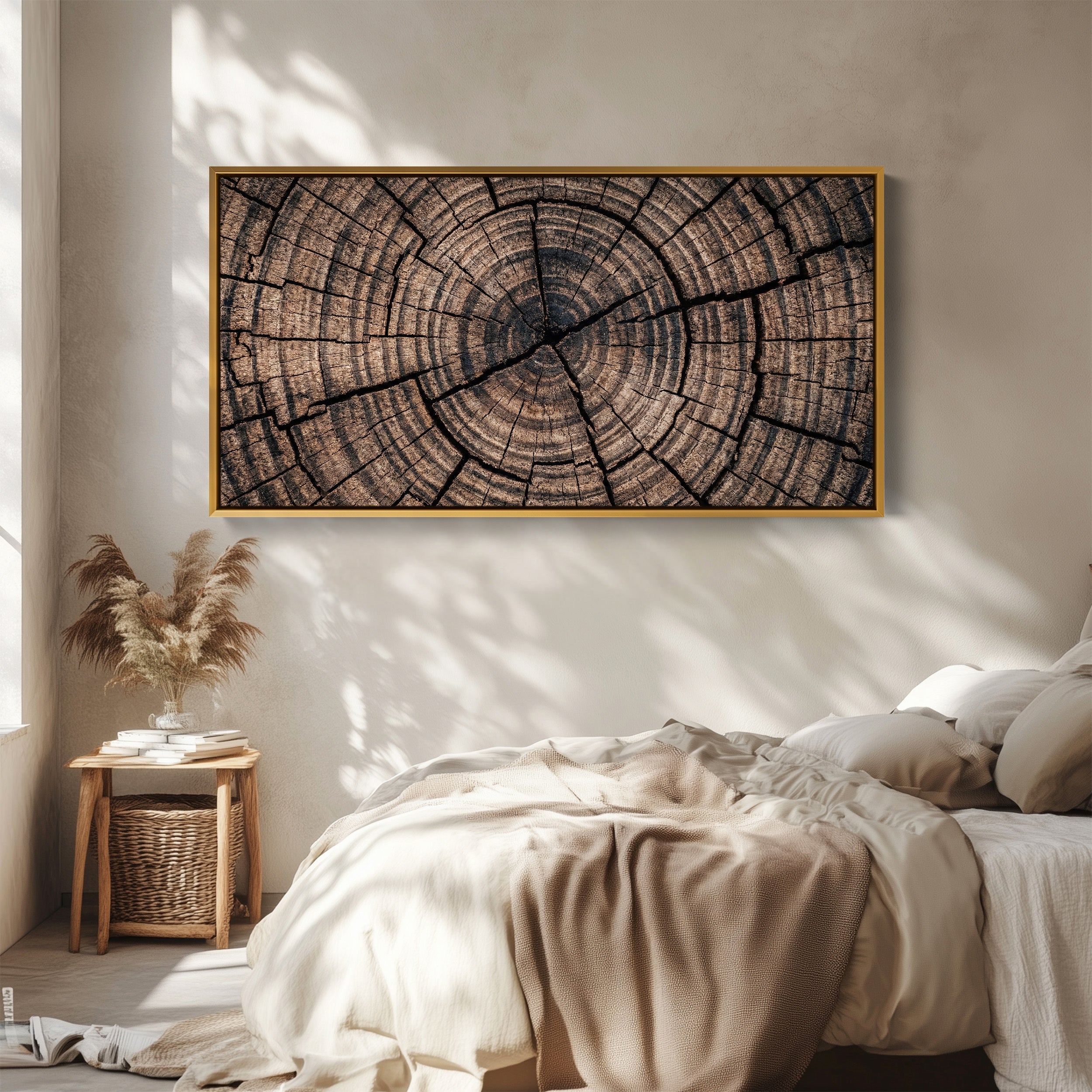 Cracked Tree Stump Panoramic Wall Art Oversized Wall Decor For Office