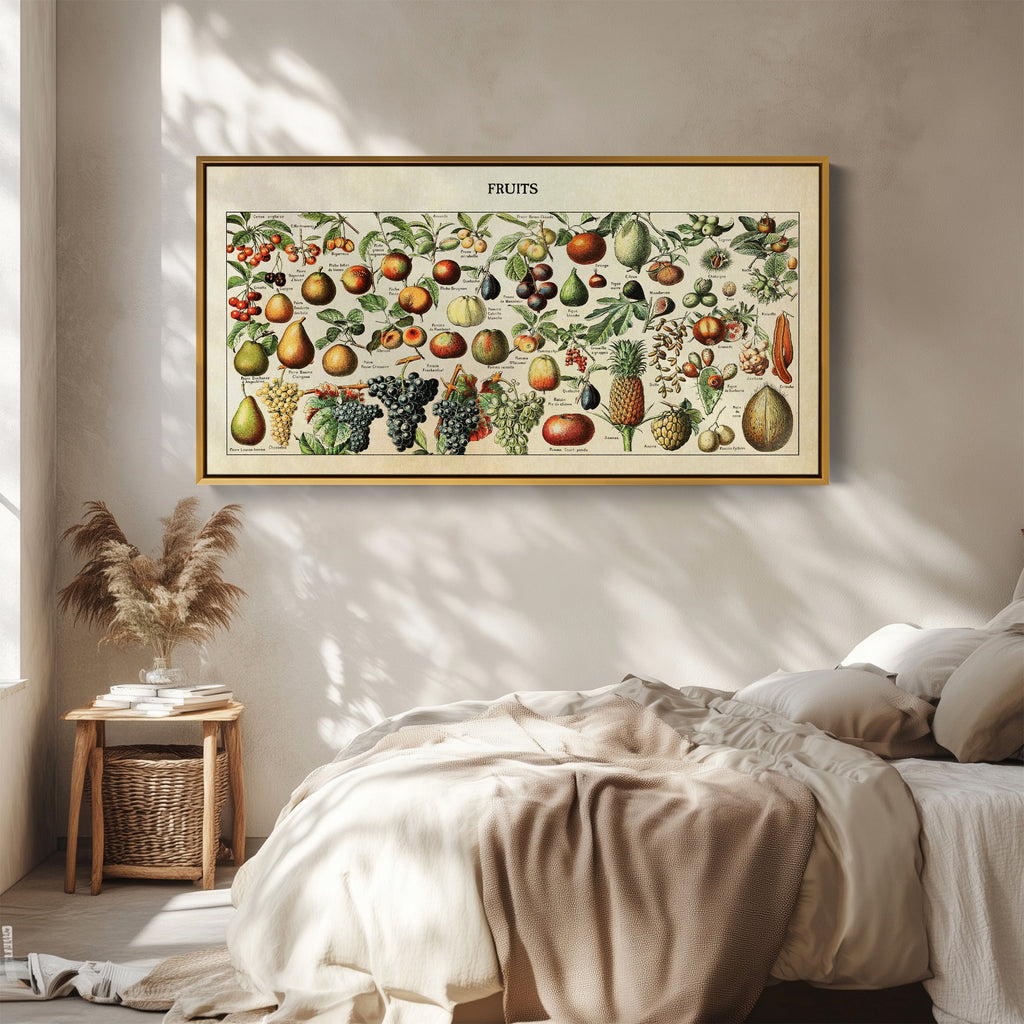 Adolphe Millot Vintage Fruit Chart Bedroom Wall Art Extra Wide Canvas For Kitchen