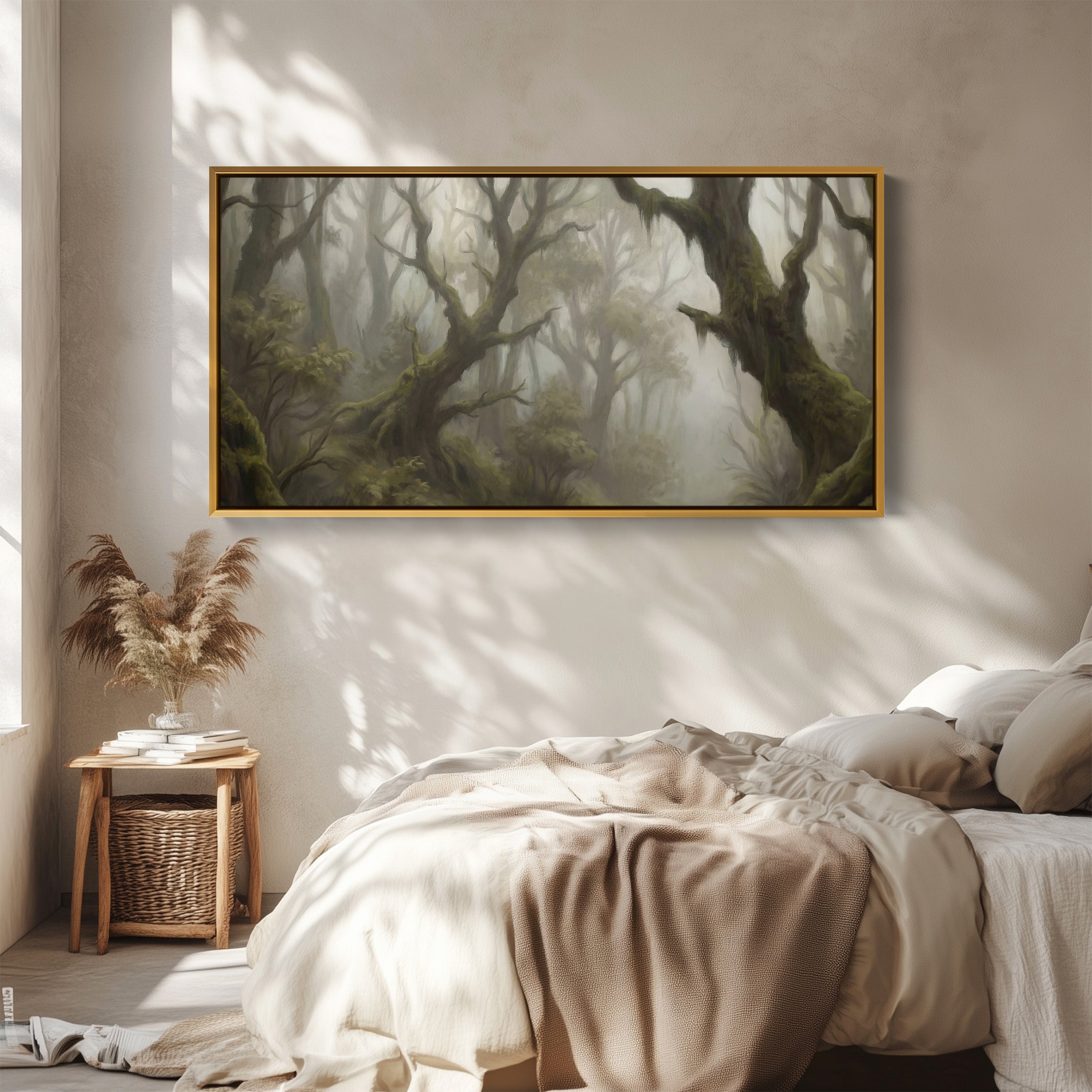 Bedroom Wall Art Foggy Twisted Forest Trees Oversized Wall Decor For Hallway