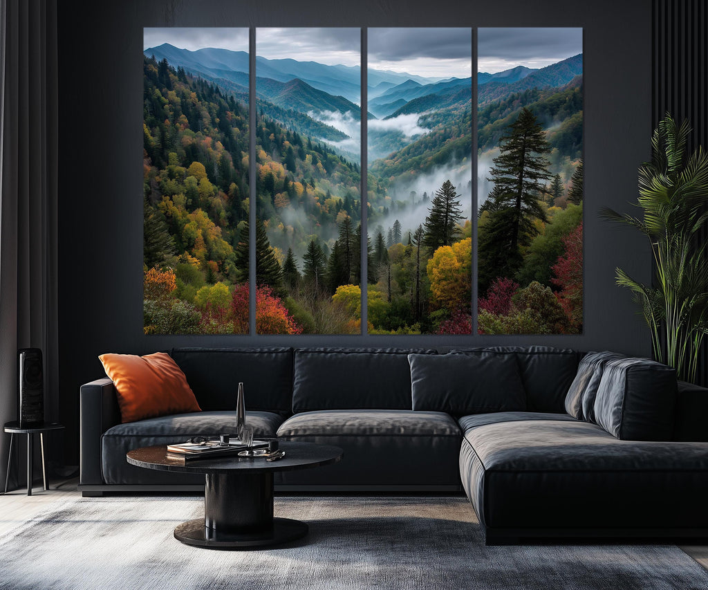 5 Panels Smoky Mountains Extra Large Canvas Wall Art Print