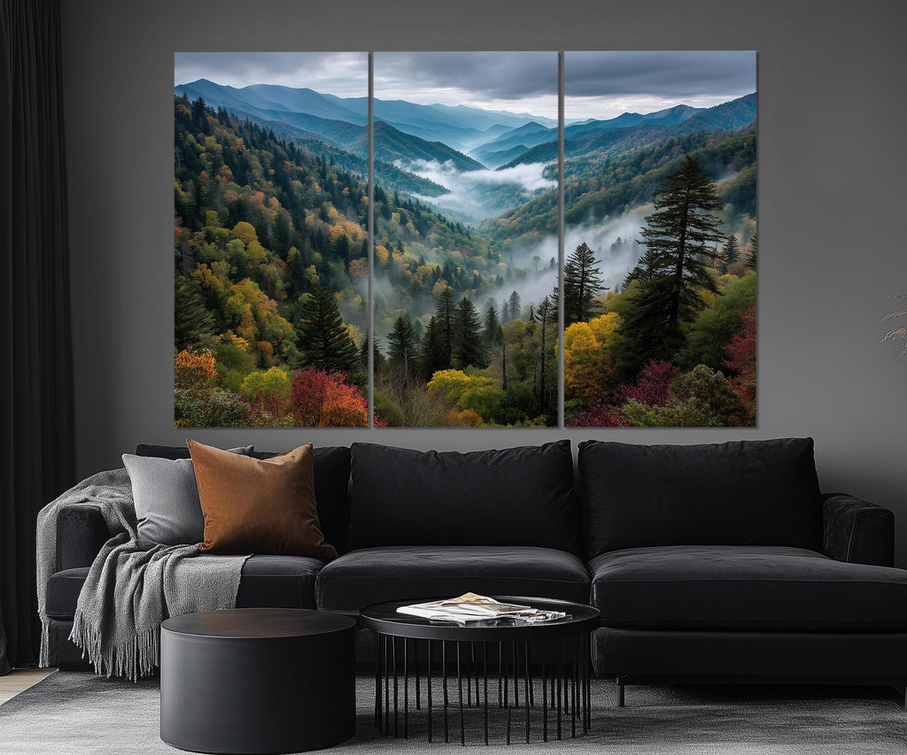 5 Panels Smoky Mountains Extra Large Canvas Wall Art Print