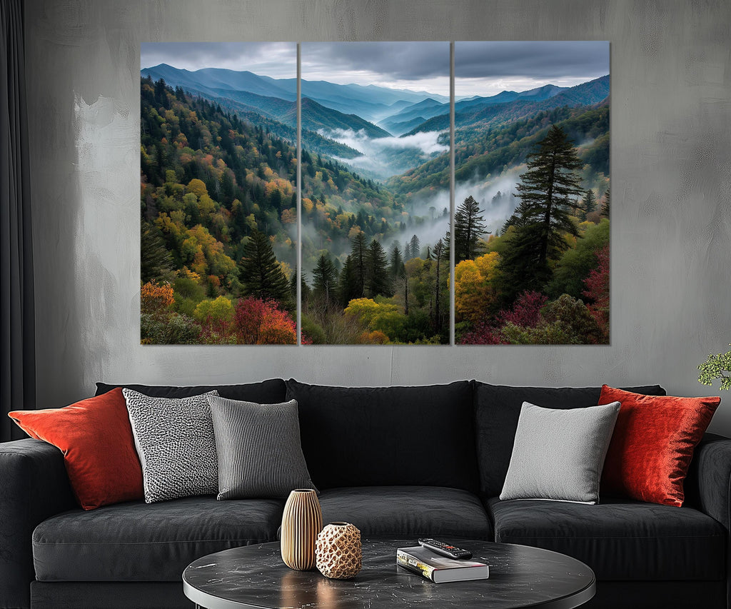 5 Panels Smoky Mountains Extra Large Canvas Wall Art Print