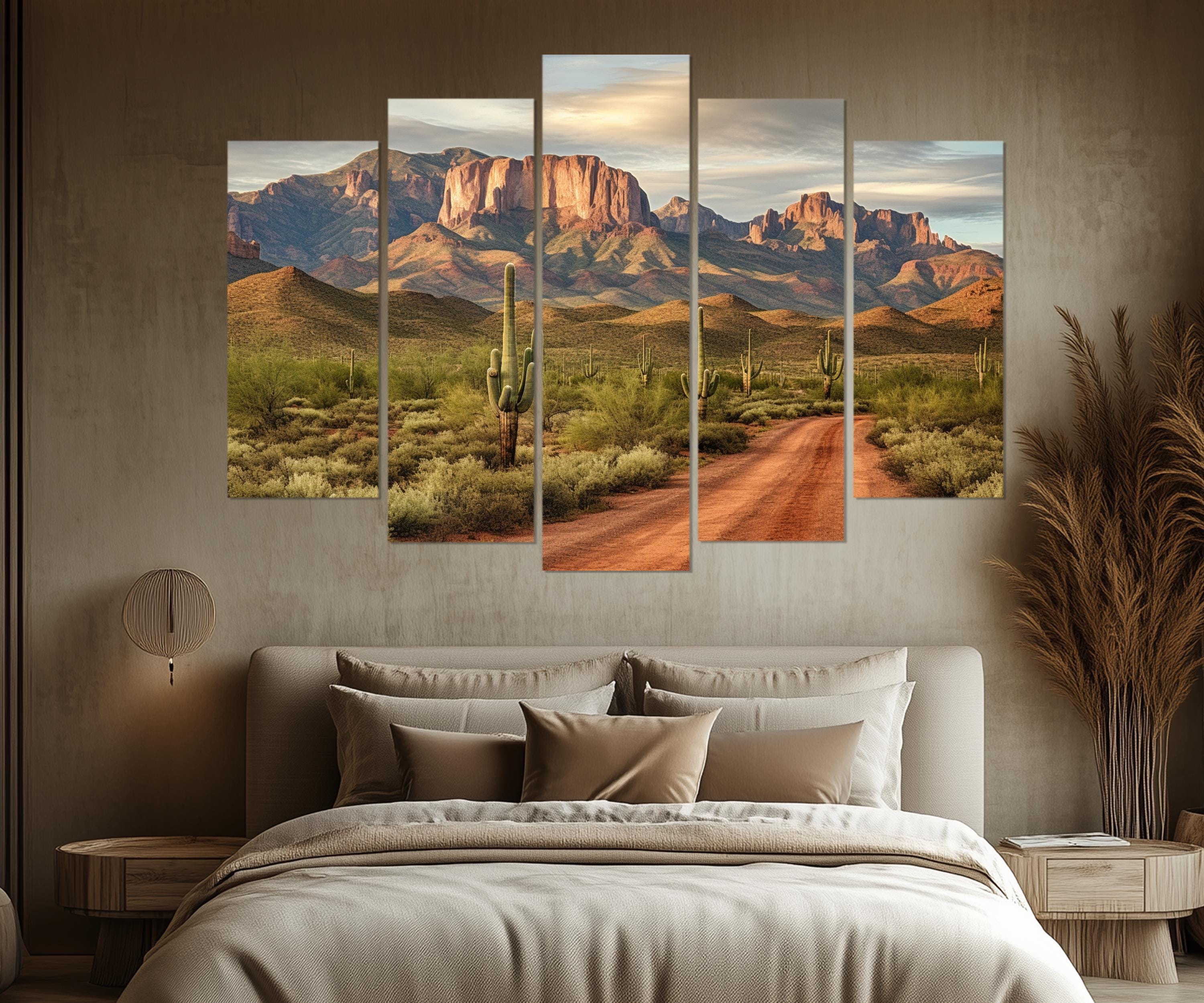 5 Piece Southwestern Desert Landscape Multi-Panel Wall Art