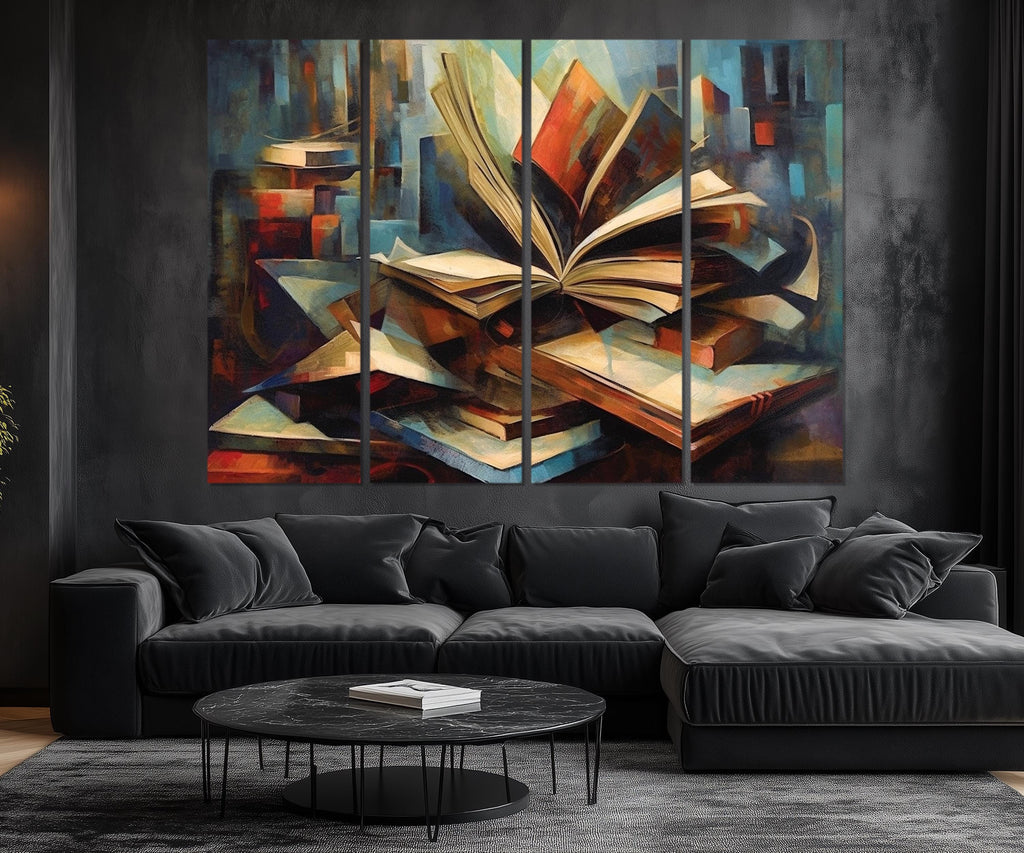 5 Piece Stack Of Vintage Books Library Wall Art