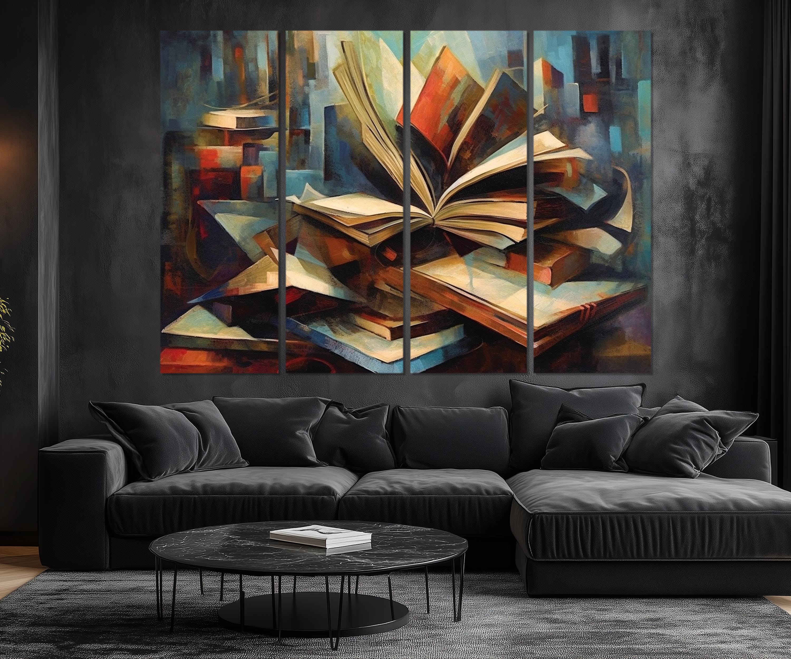 5 Piece Stack Of Vintage Books Library Wall Art