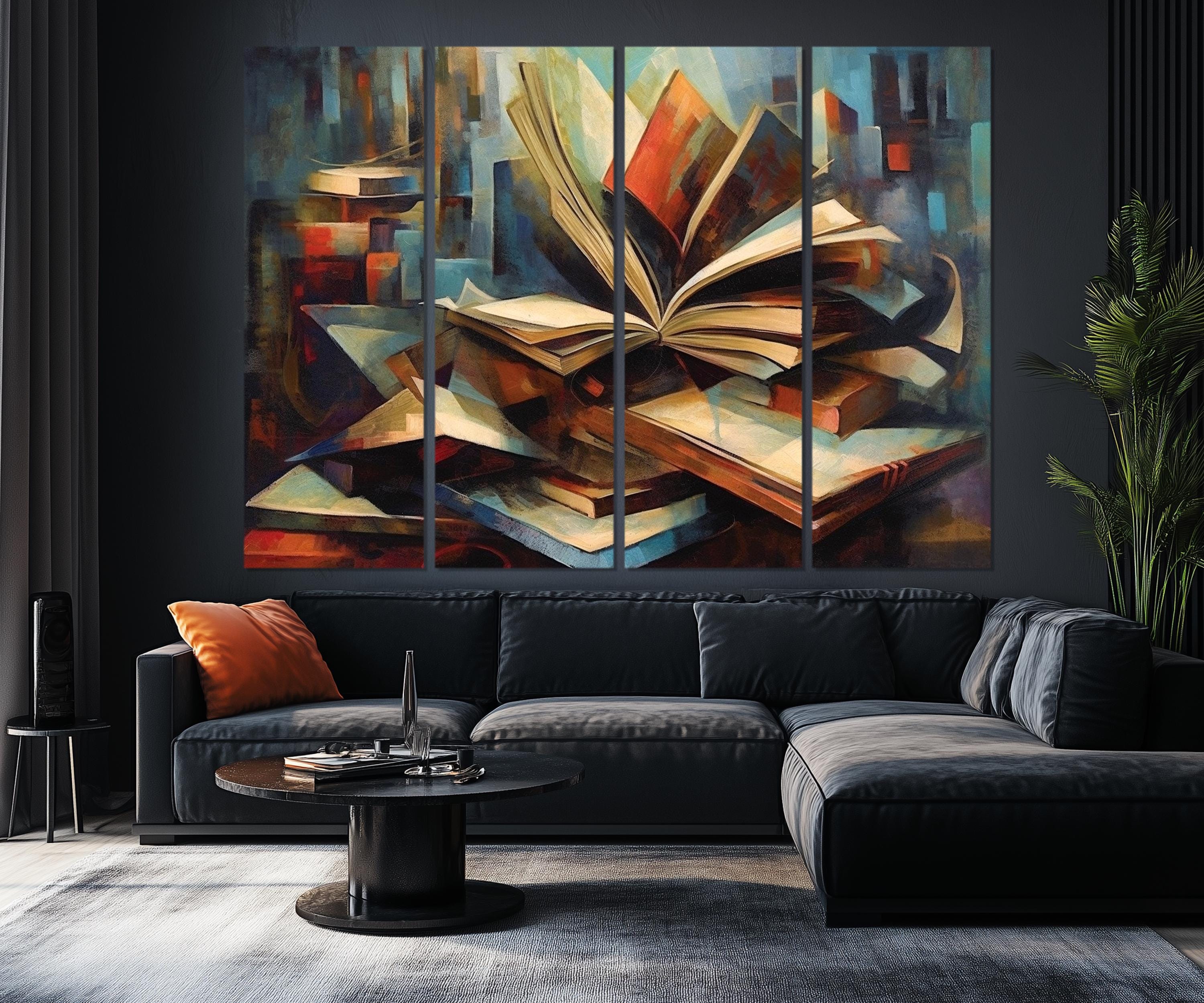 5 Piece Stack Of Vintage Books Library Wall Art