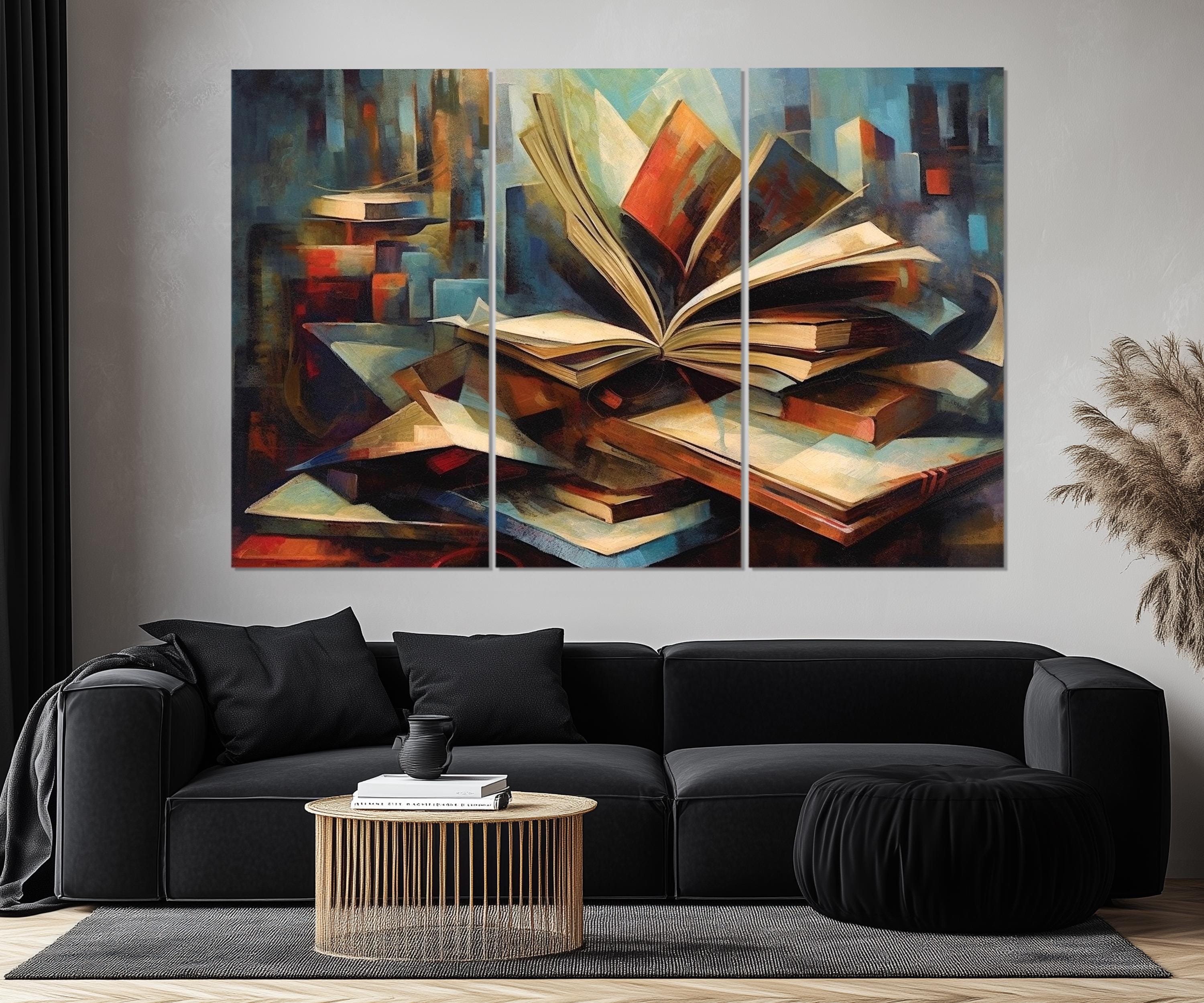 5 Piece Stack Of Vintage Books Library Wall Art