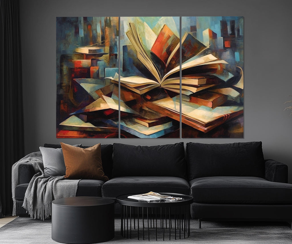 5 Piece Stack Of Vintage Books Library Wall Art