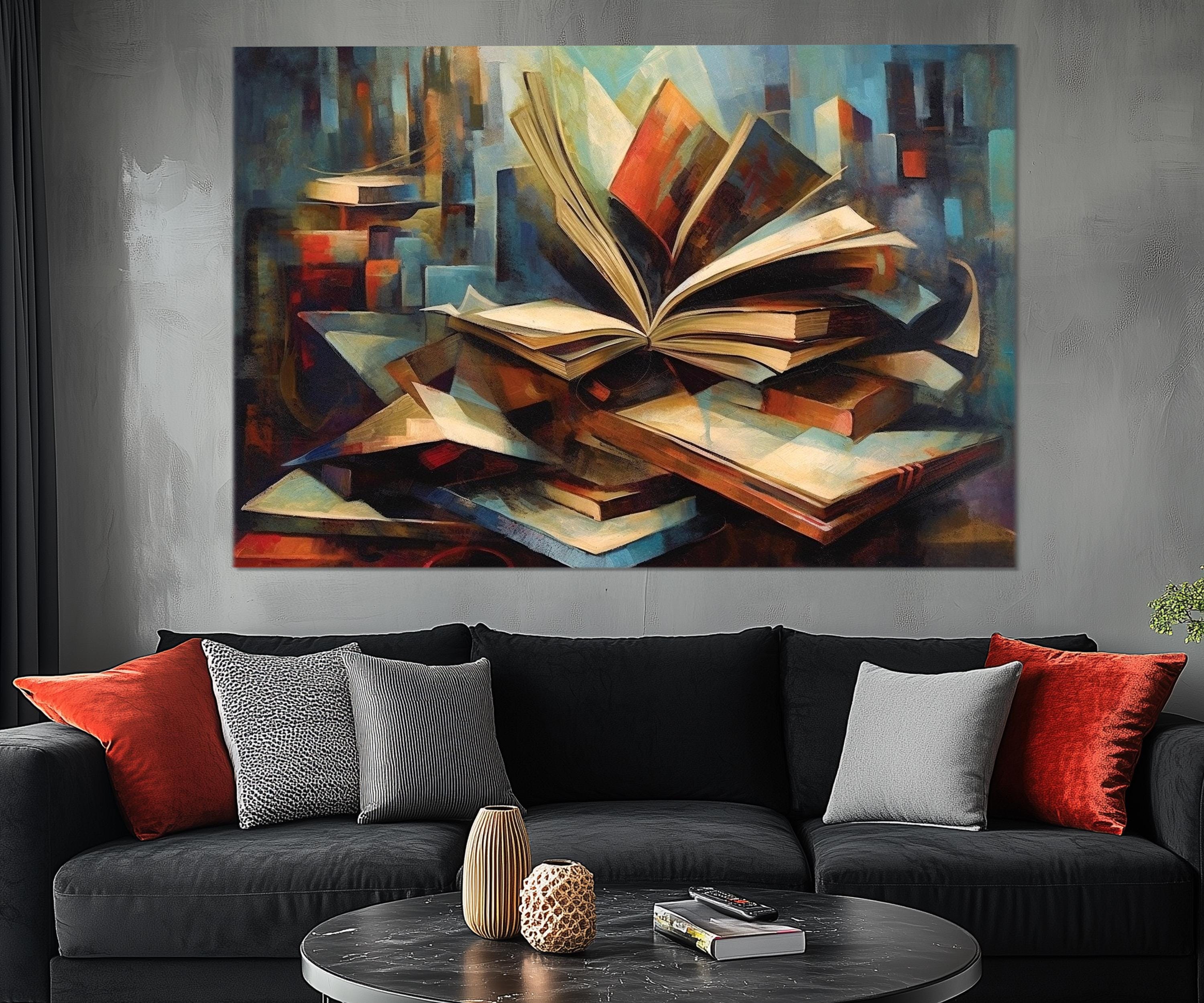 5 Piece Stack Of Vintage Books Library Wall Art