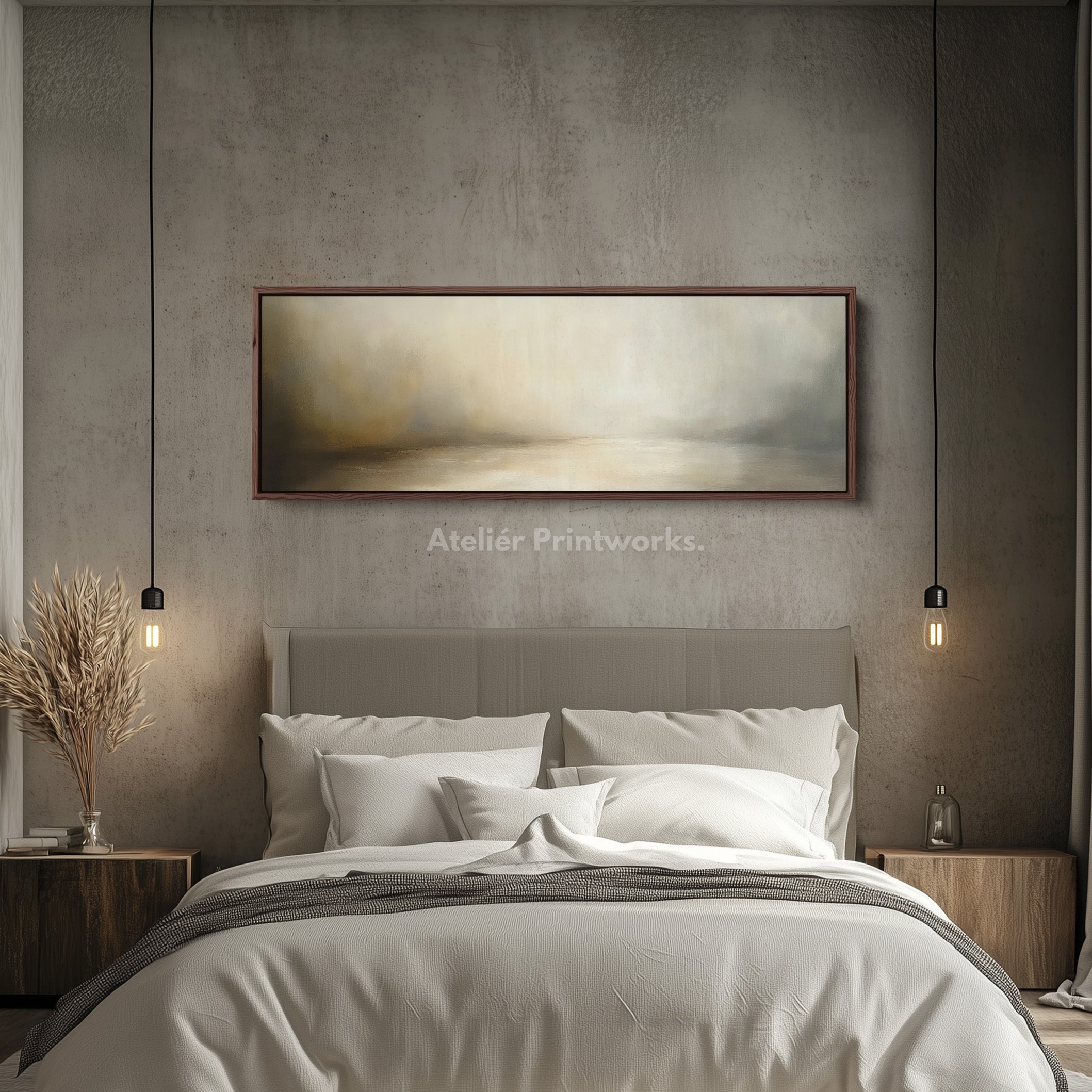 Abstract Beige Oil Painting Horizontal Wall Art