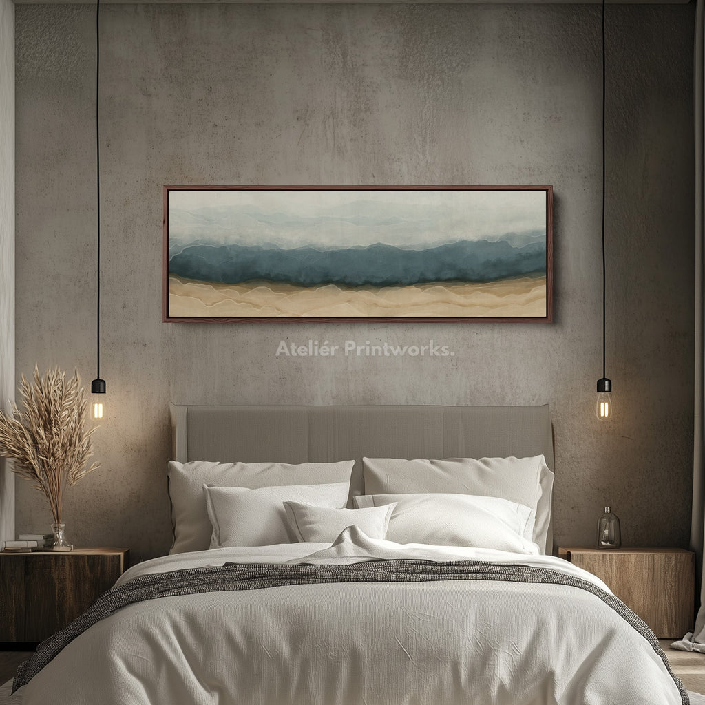 Abstract Grey & Beige Layers Horizontal Skinny Wall Decor