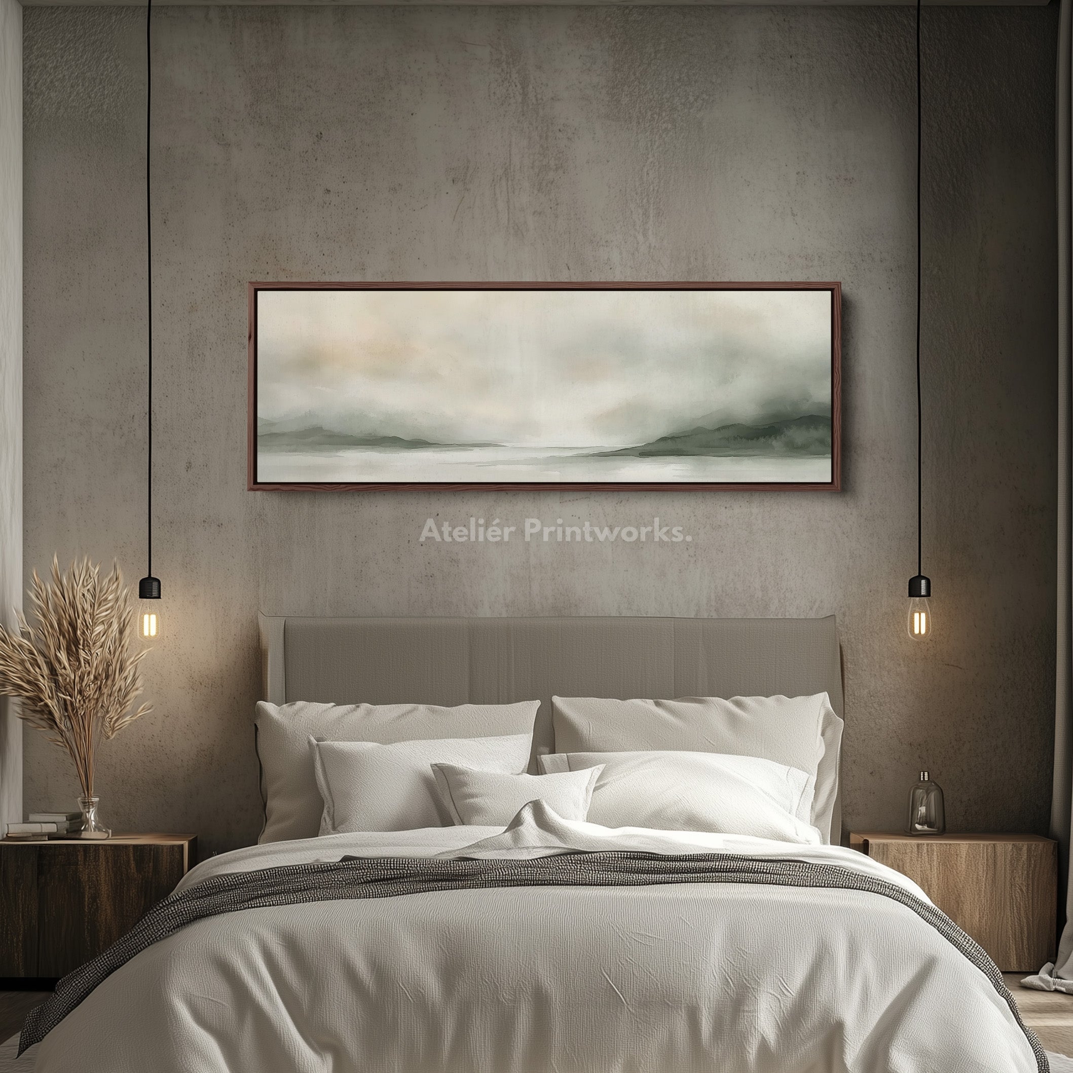 Watercolour Landscape Large Panoramic Canvas Wall Art