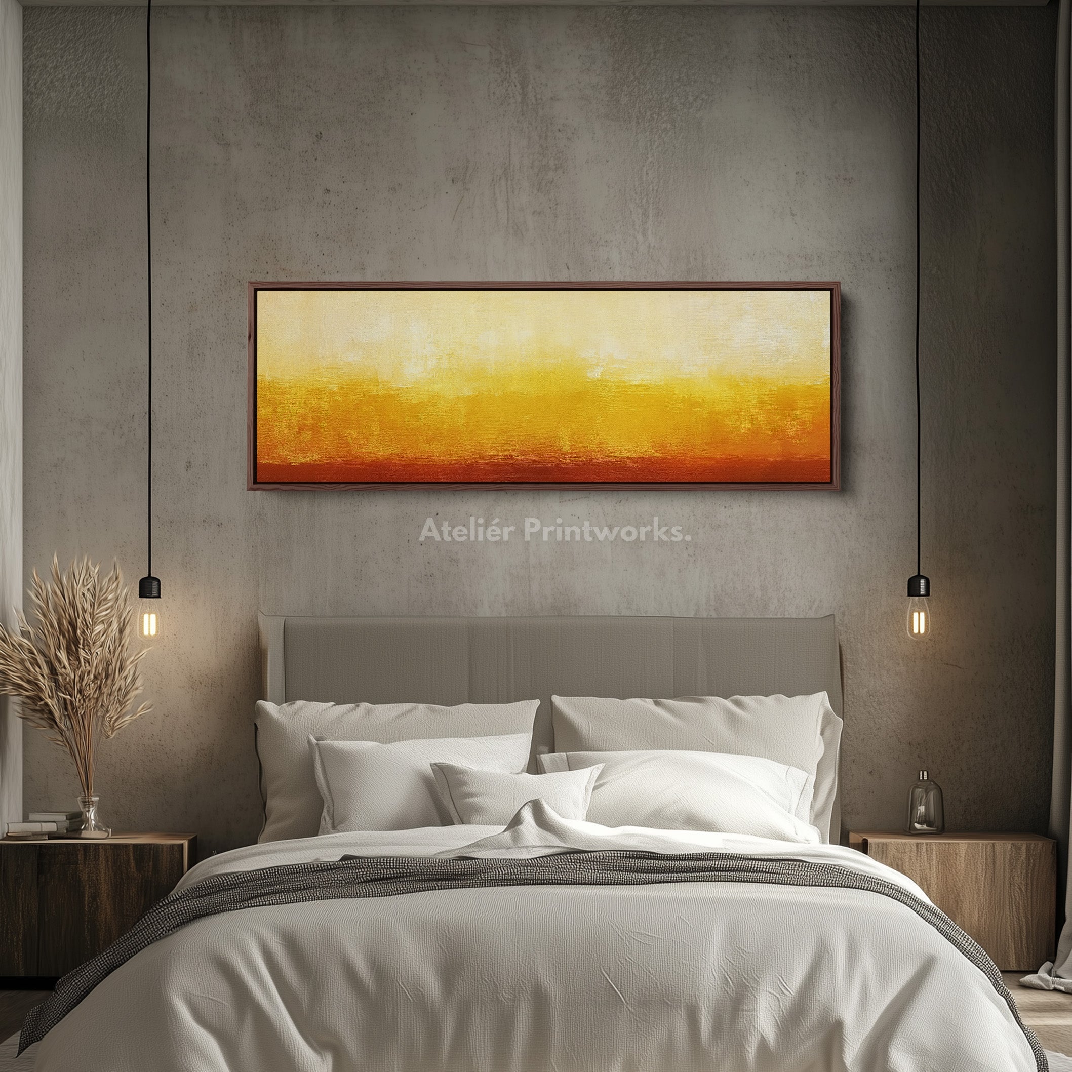Abstract Yellow Large Framed Wall Pictures For Living Room
